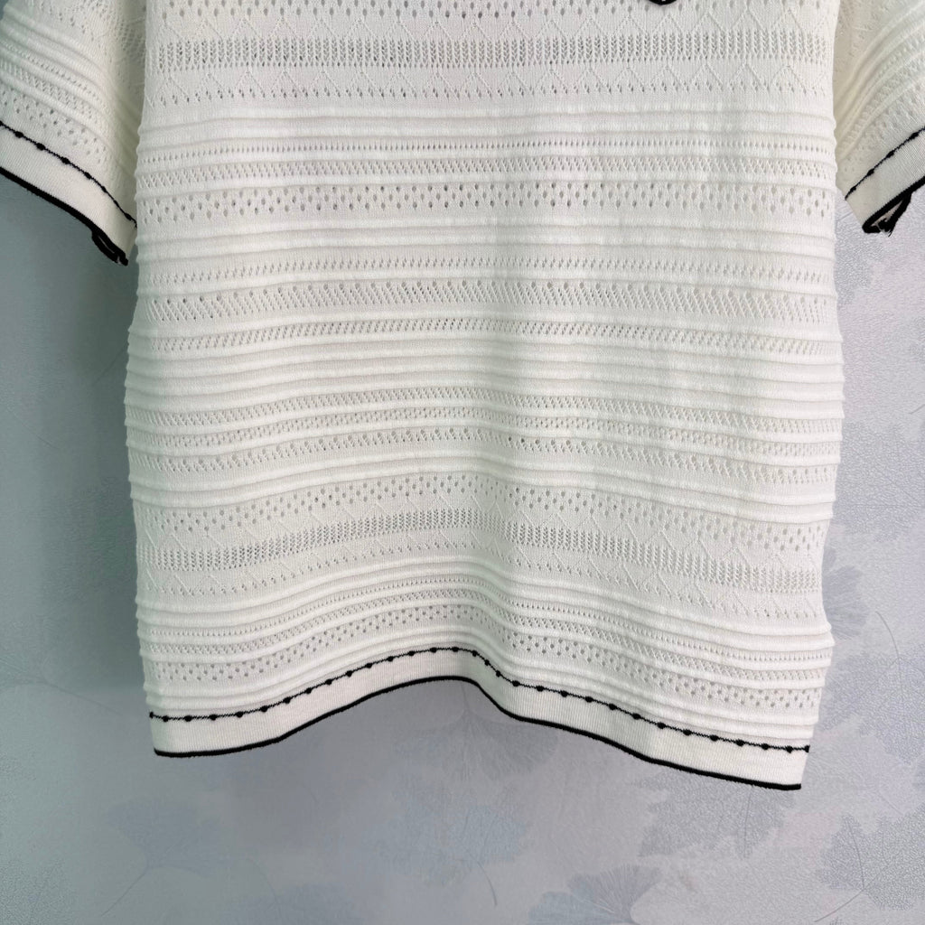 26SS NEW Camellia Hollow-Out Knit Short-Sleeve