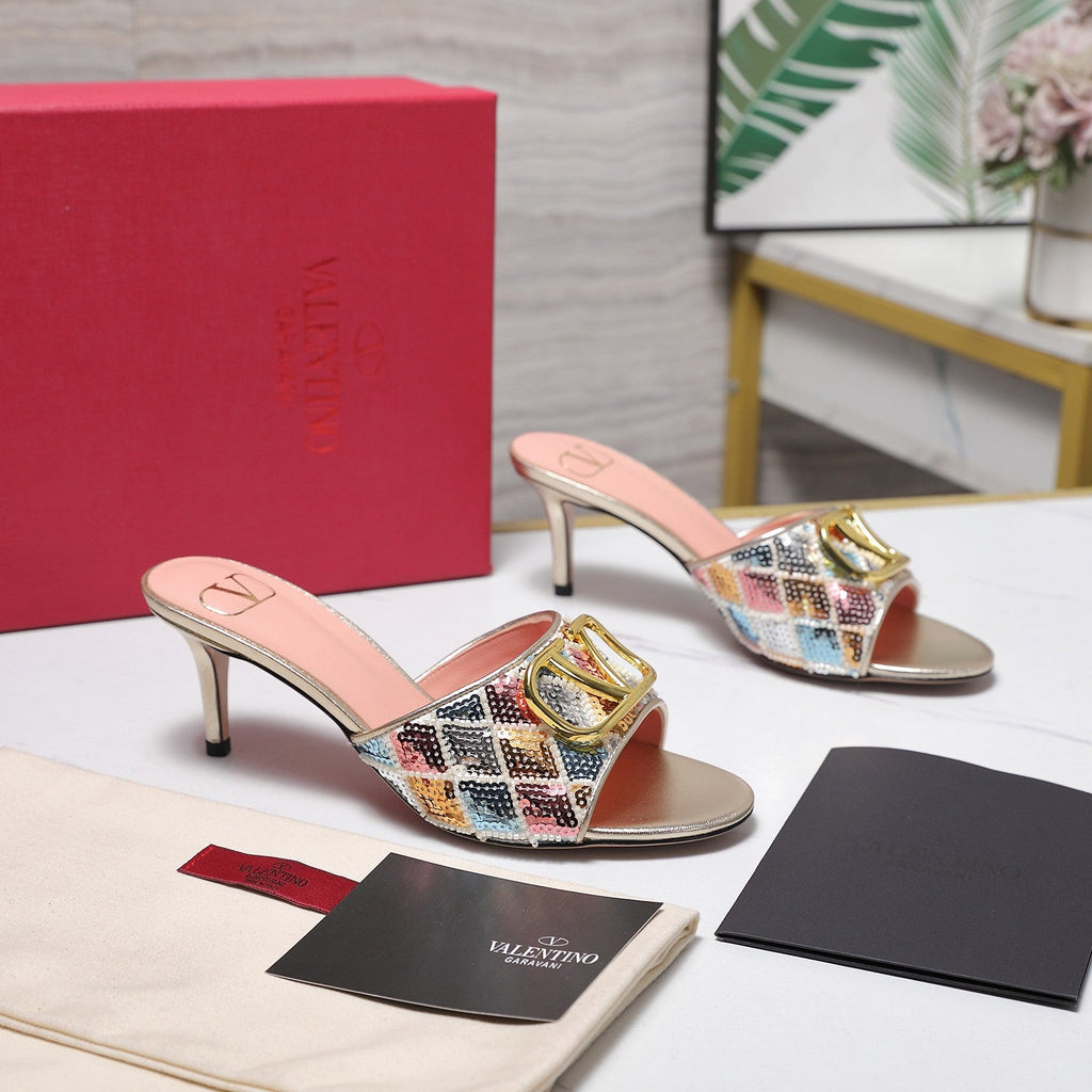 26ss Metallic Sequin High-Heeled Sandals