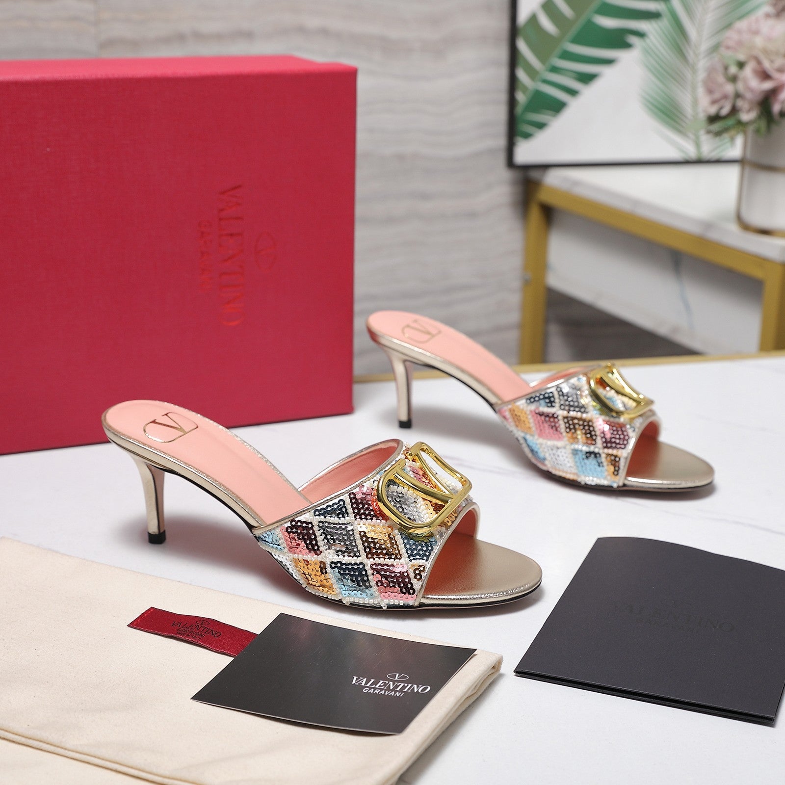 26ss Metallic Sequin High-Heeled Sandals