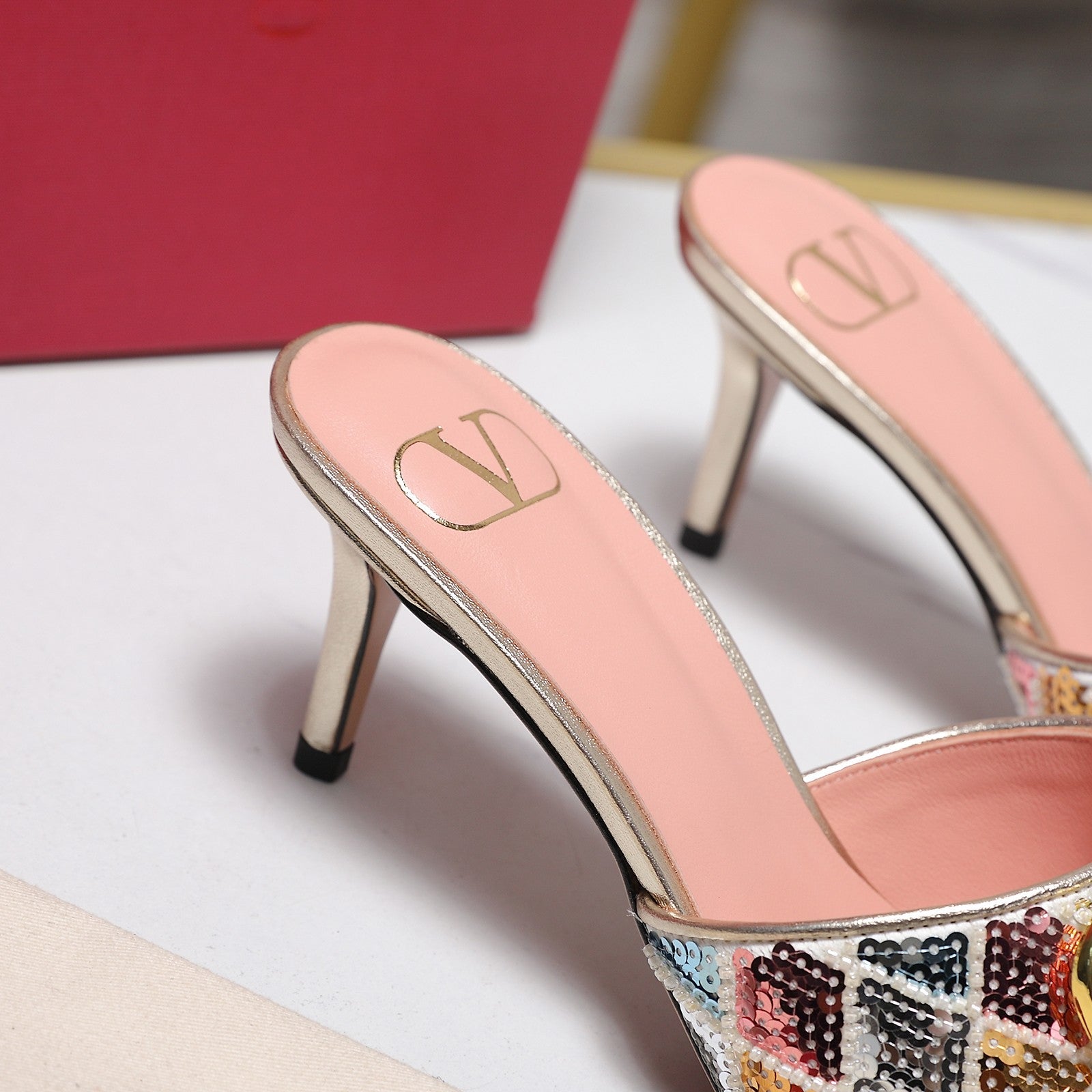 26ss Metallic Sequin High-Heeled Sandals