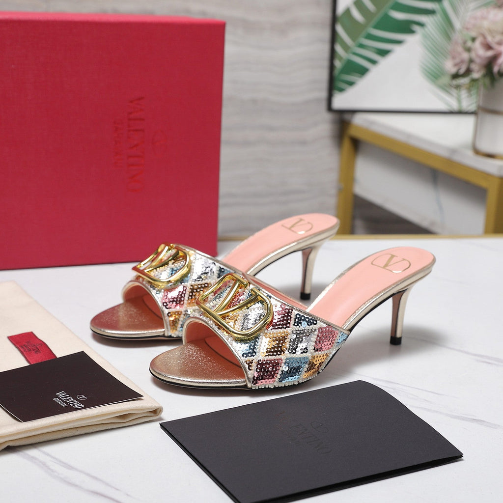 26ss Metallic Sequin High-Heeled Sandals
