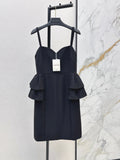26SS New Elegant Hepburn-Style Black Slip Dress