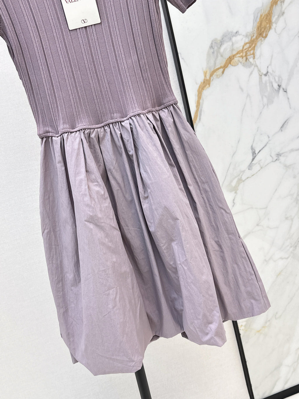 26SS New Heavy-Duty Beaded Bow Knit Patchwork Dress