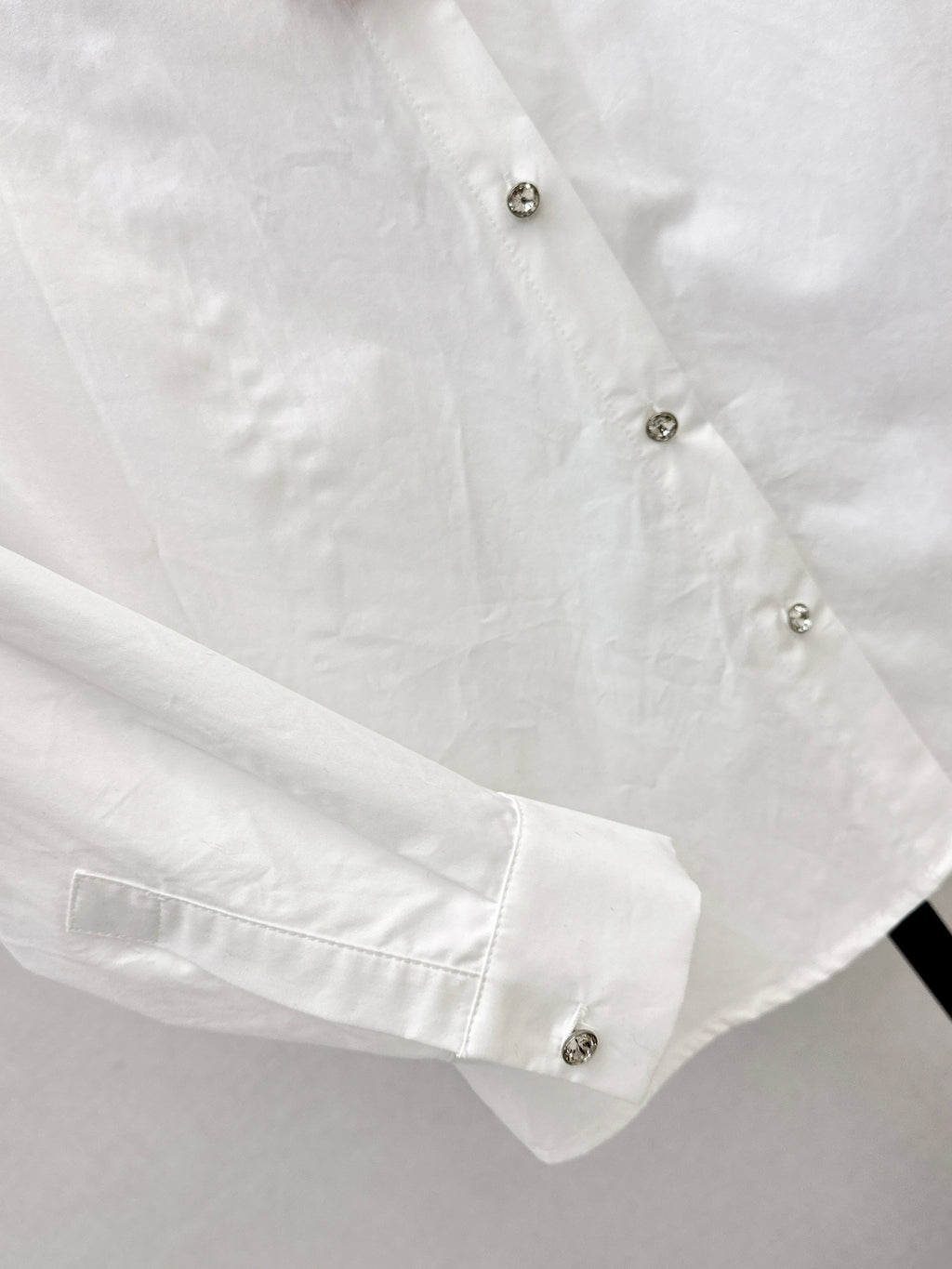 26SS New Rhinestone Bow-Decorated Doll Collar Shirt