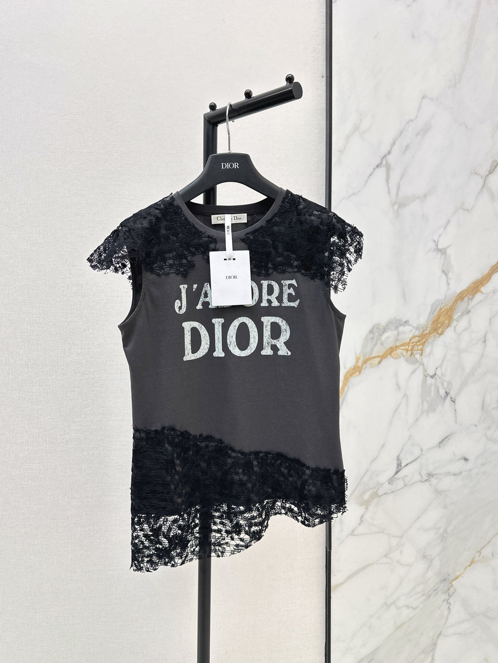 26SS New Lace Trim Patchwork T-Shirt