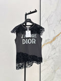 26SS New Lace Trim Patchwork T-Shirt