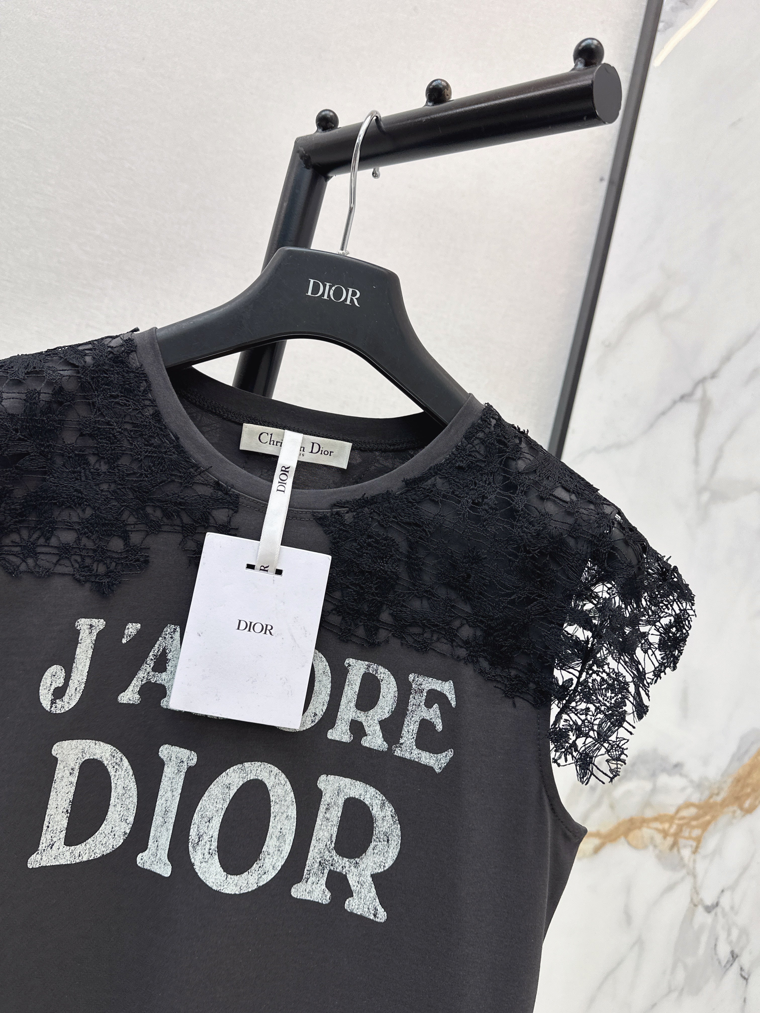 26SS New Lace Trim Patchwork T-Shirt