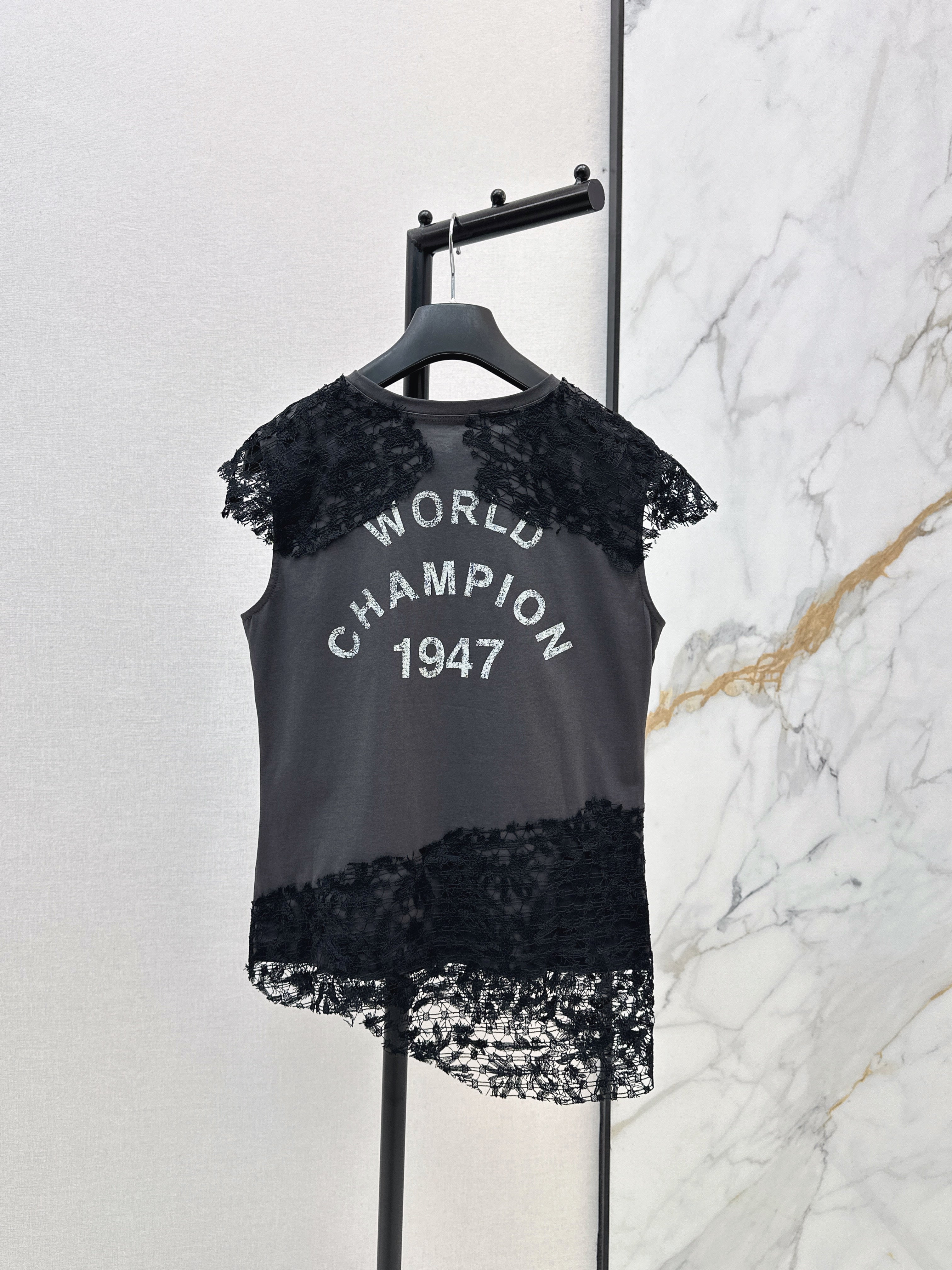 26SS New Lace Trim Patchwork T-Shirt