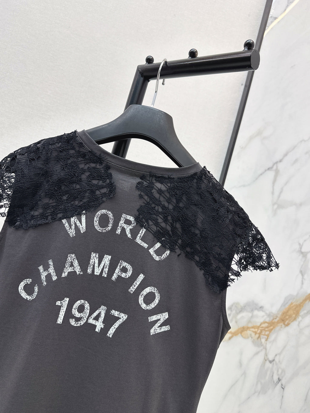 26SS New Lace Trim Patchwork T-Shirt