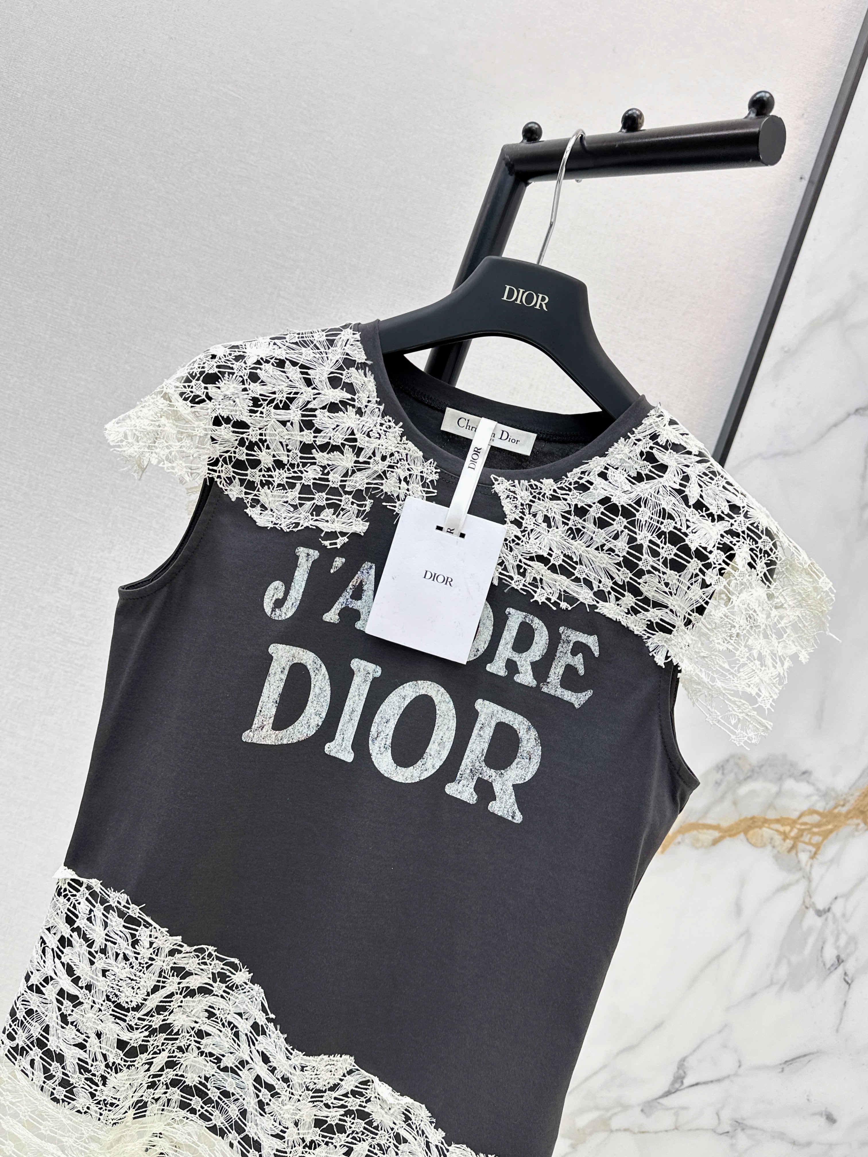 26SS New Lace Trim Patchwork T-Shirt