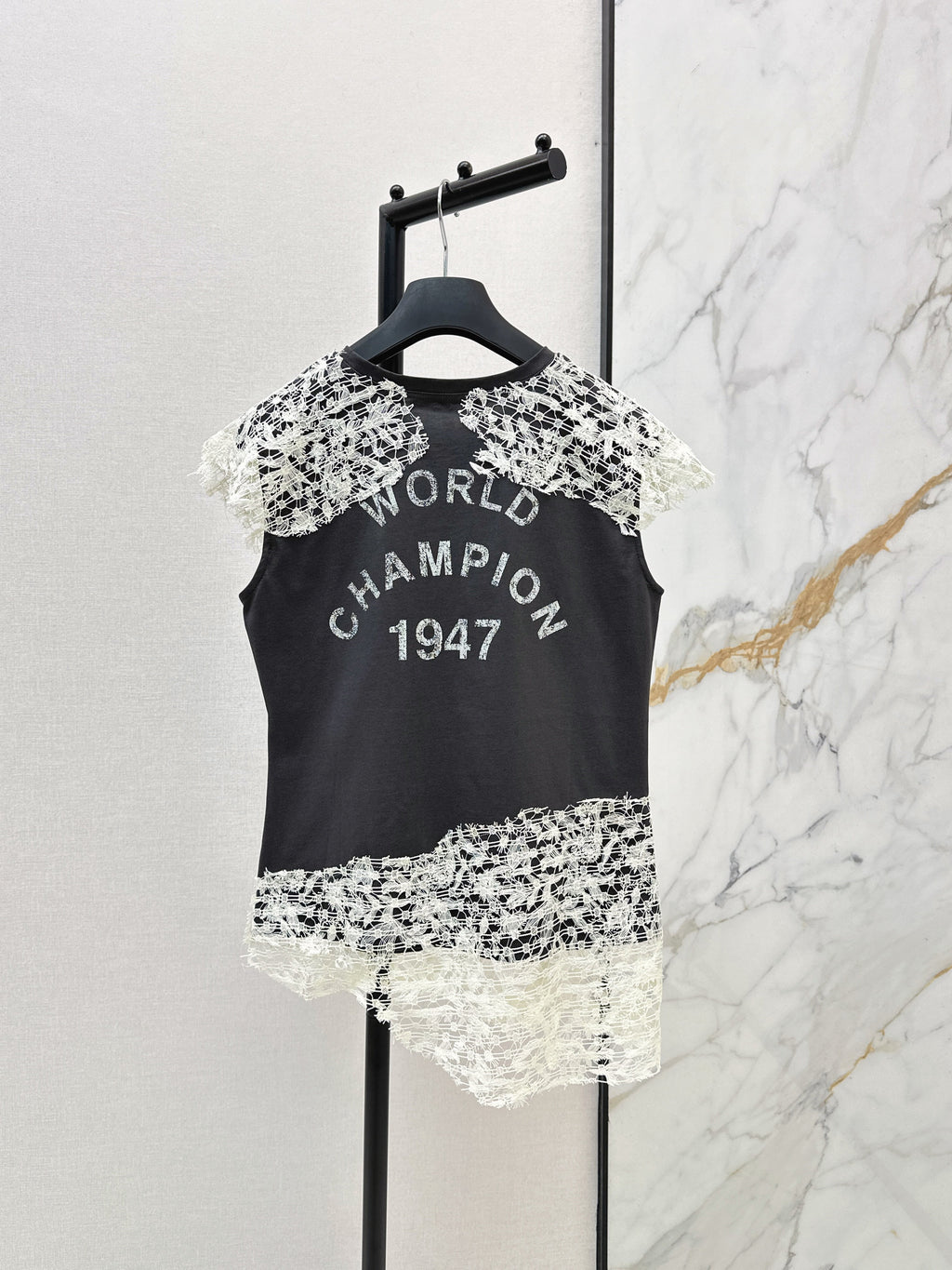 26SS New Lace Trim Patchwork T-Shirt