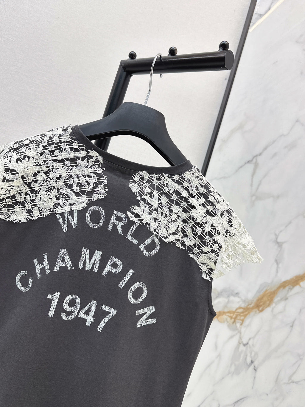 26SS New Lace Trim Patchwork T-Shirt
