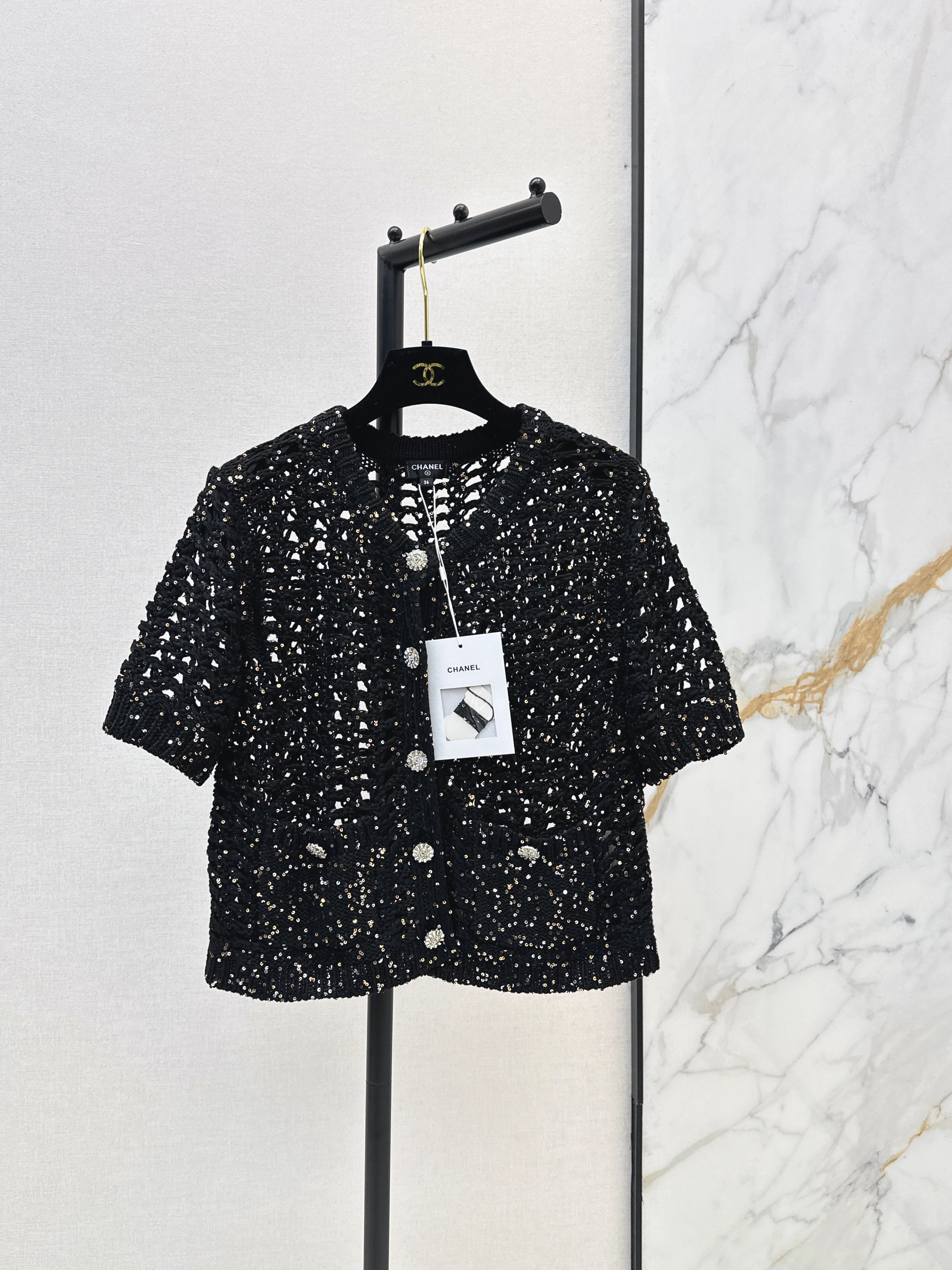 26SS New Colorful Sequin Knit Cardigan