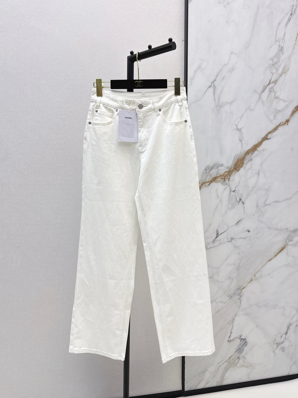 26SS New White High-Waisted Wide-Leg Jeans
