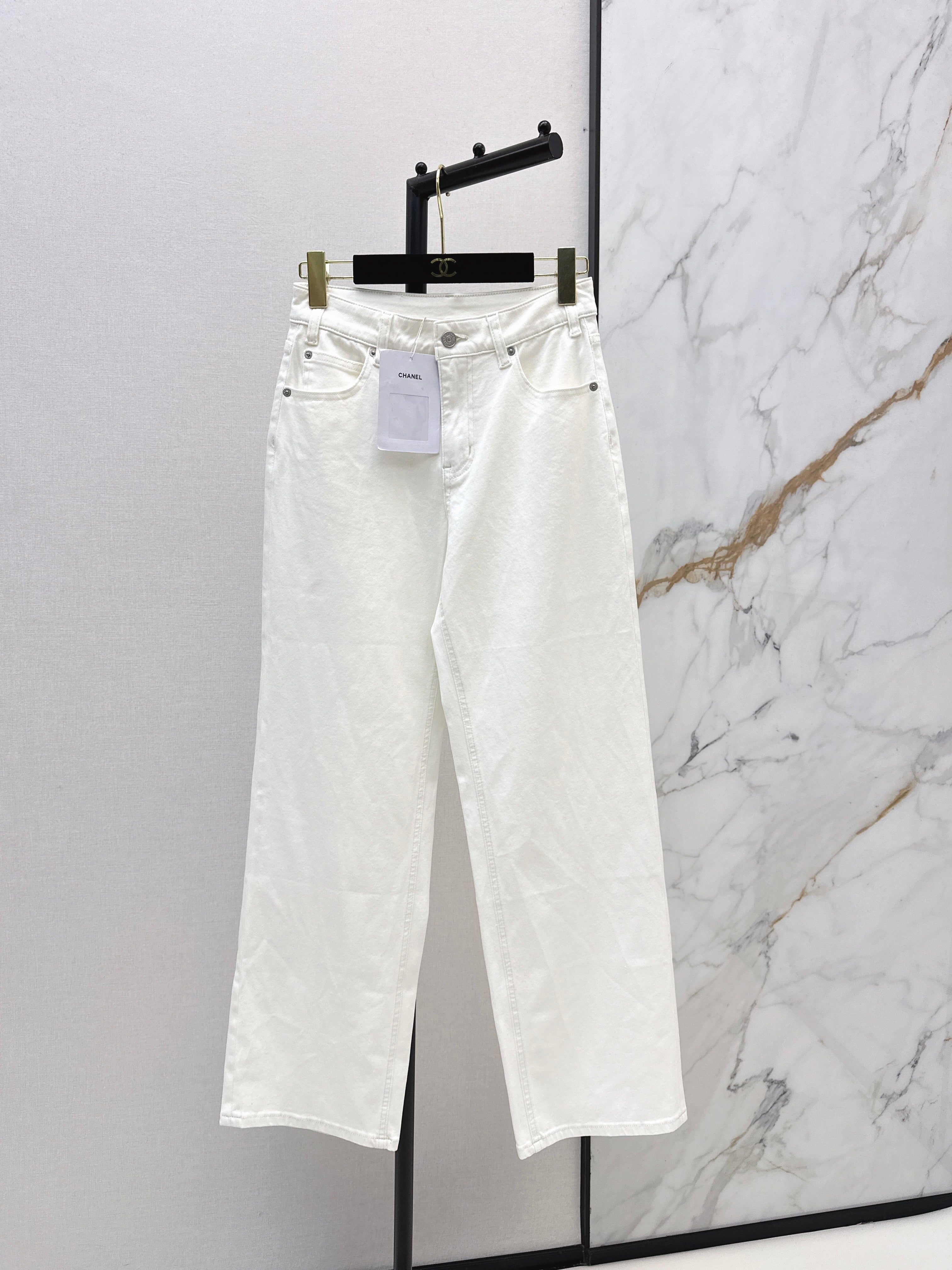 26SS New White High-Waisted Wide-Leg Jeans