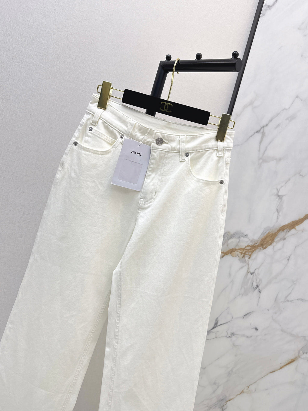 26SS New White High-Waisted Wide-Leg Jeans