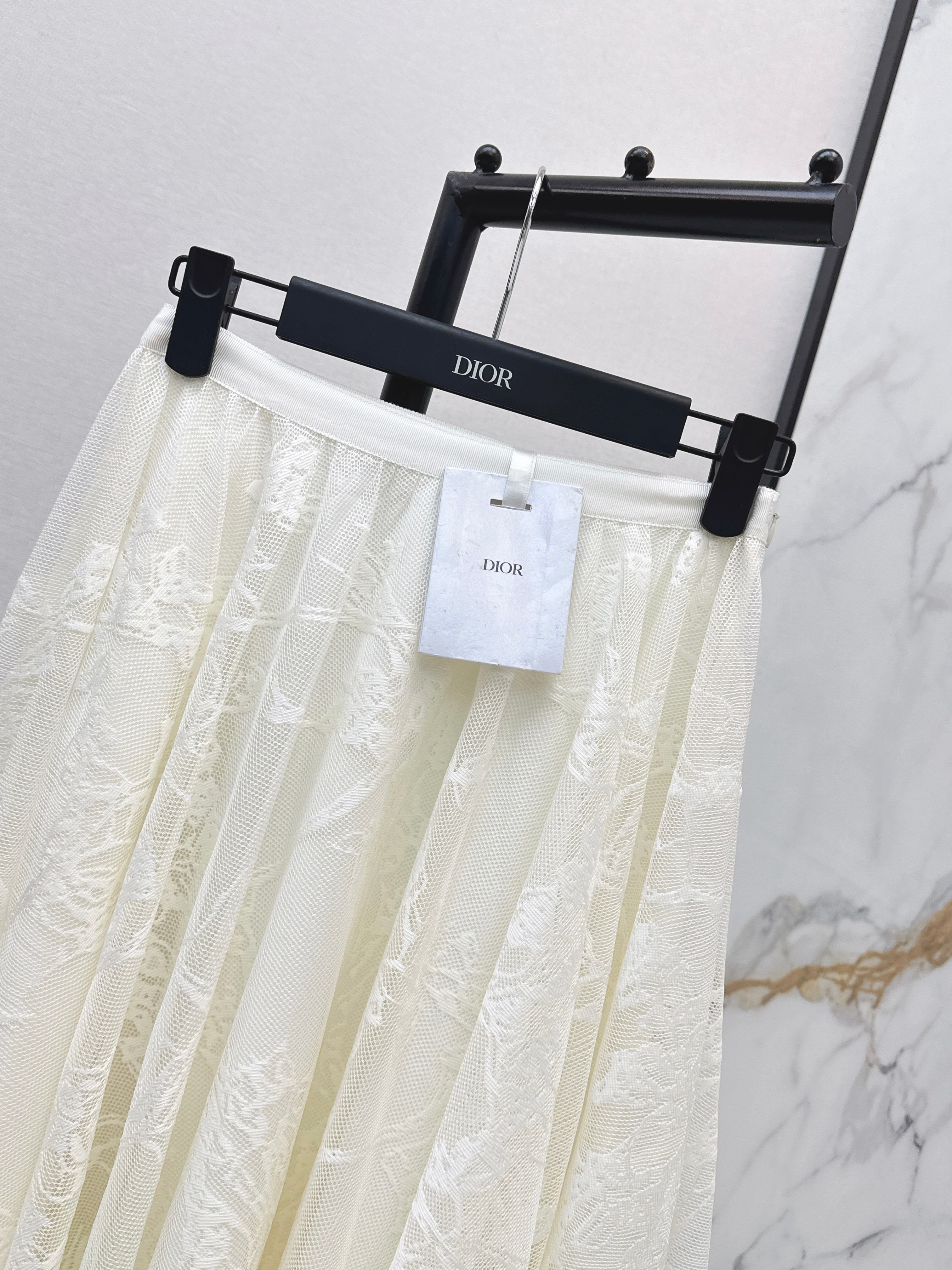 26SS French Jacquard Lace Maxi Skirt
