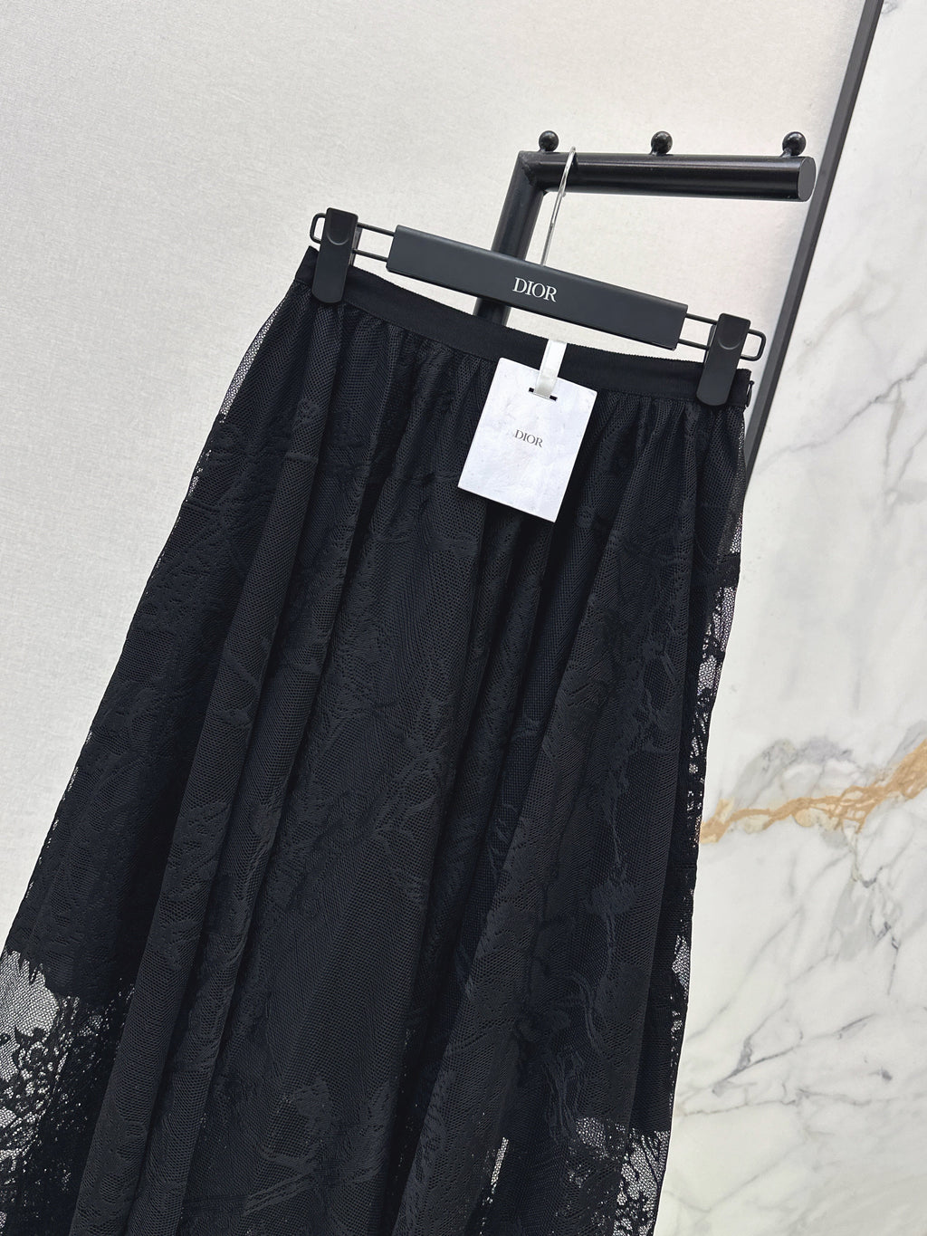 26SS French Jacquard Lace Maxi Skirt