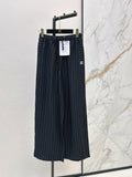 26SS Striped Embroidered Wide-Leg Trousers