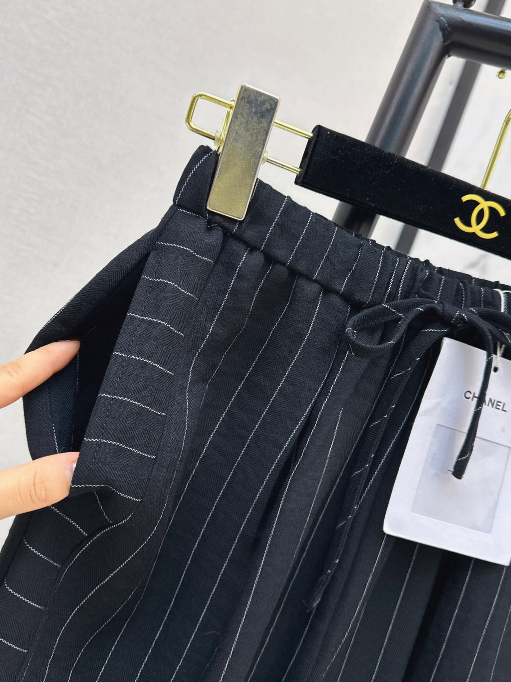 26SS Striped Embroidered Wide-Leg Trousers