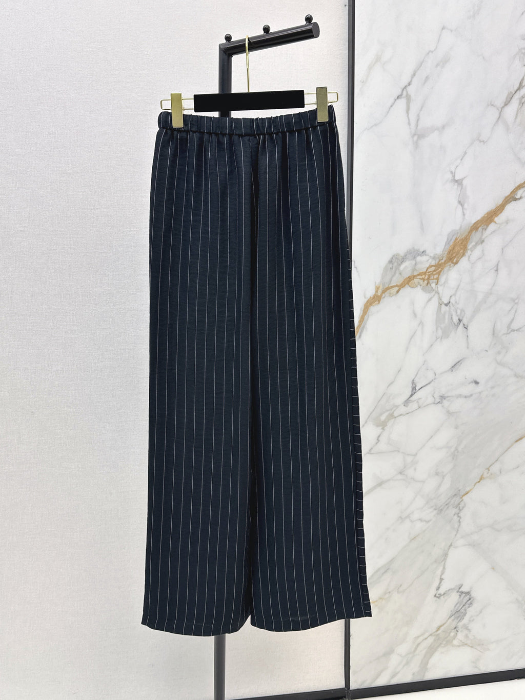 26SS Striped Embroidered Wide-Leg Trousers