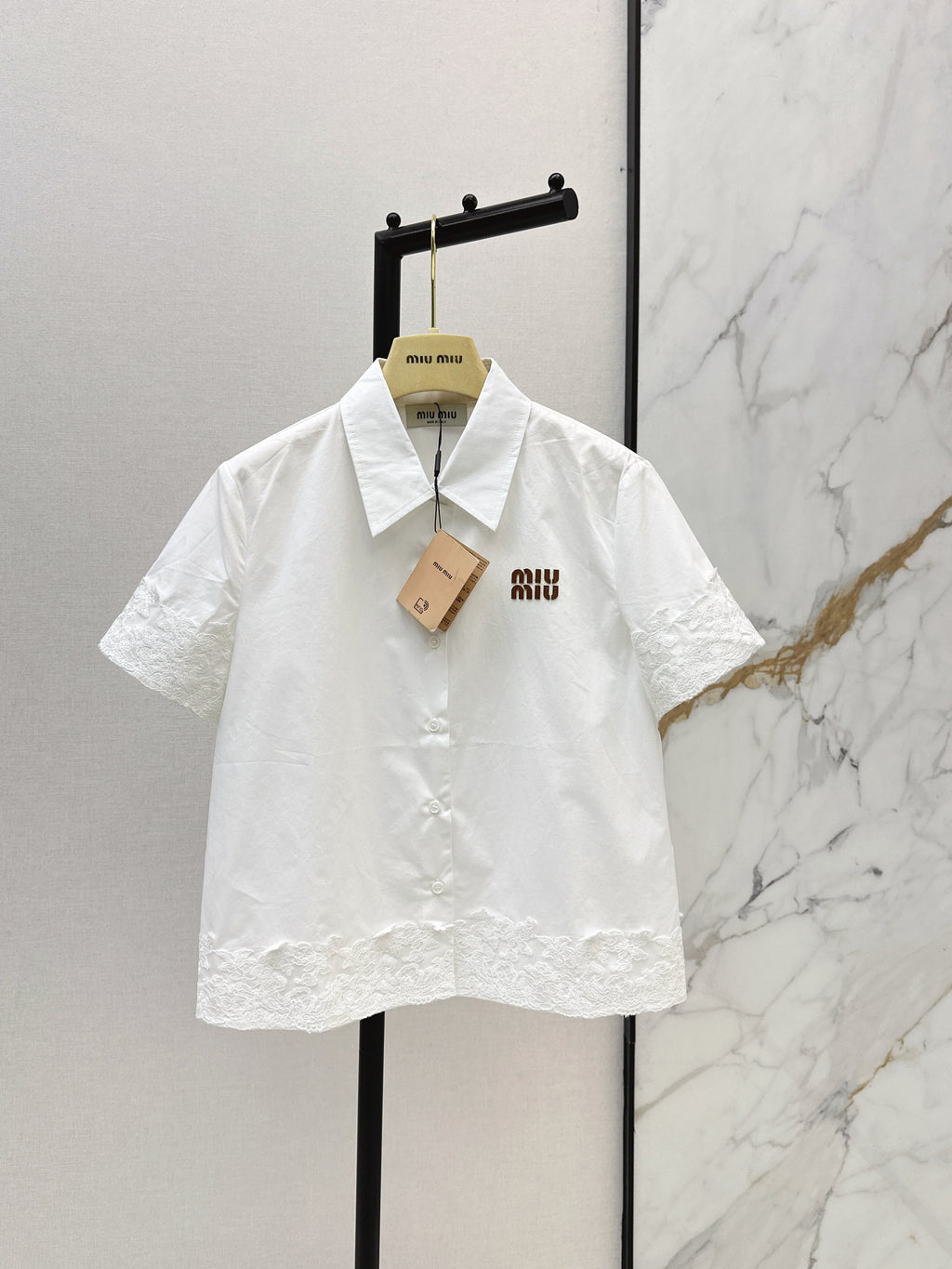 26SS Loose-Fit Short-Sleeve Shirt with Letter Embroidery