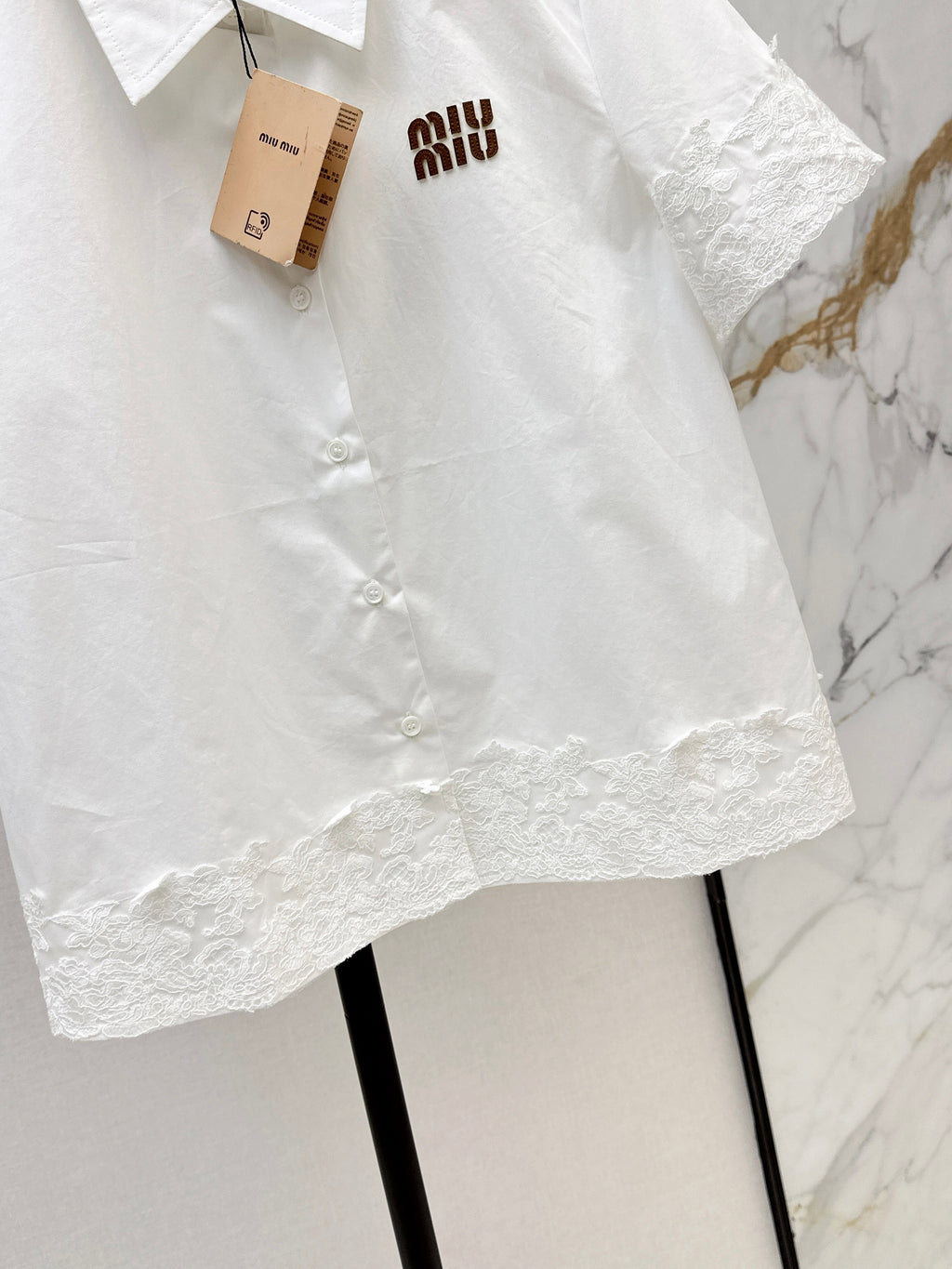 26SS Loose-Fit Short-Sleeve Shirt with Letter Embroidery