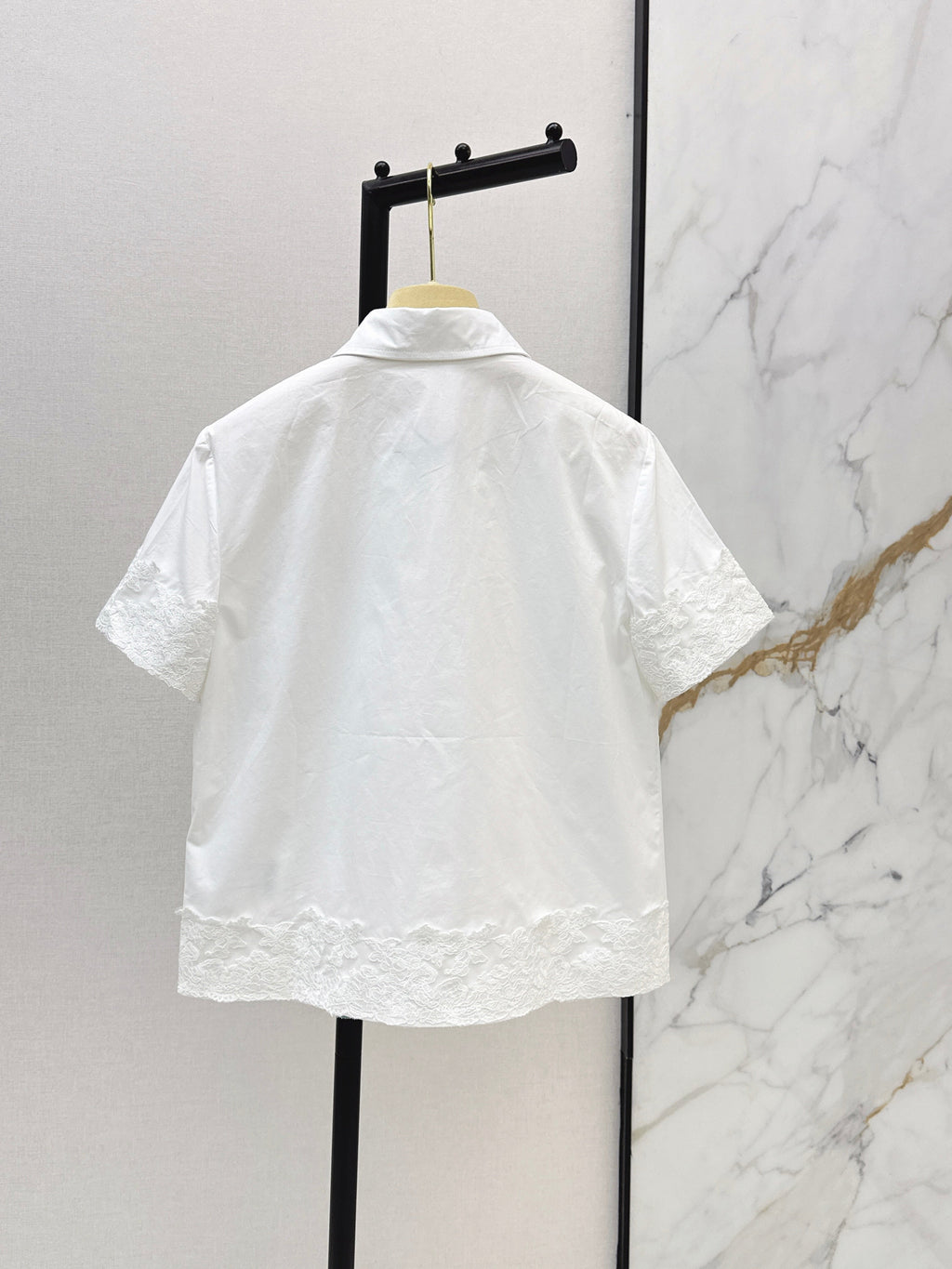 26SS Loose-Fit Short-Sleeve Shirt with Letter Embroidery