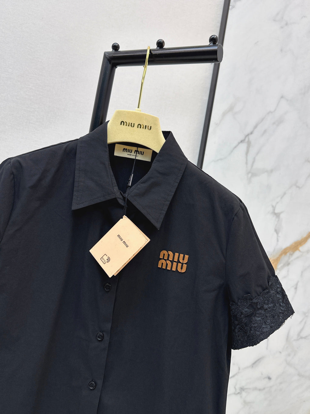 26SS Loose-Fit Short-Sleeve Shirt with Letter Embroidery