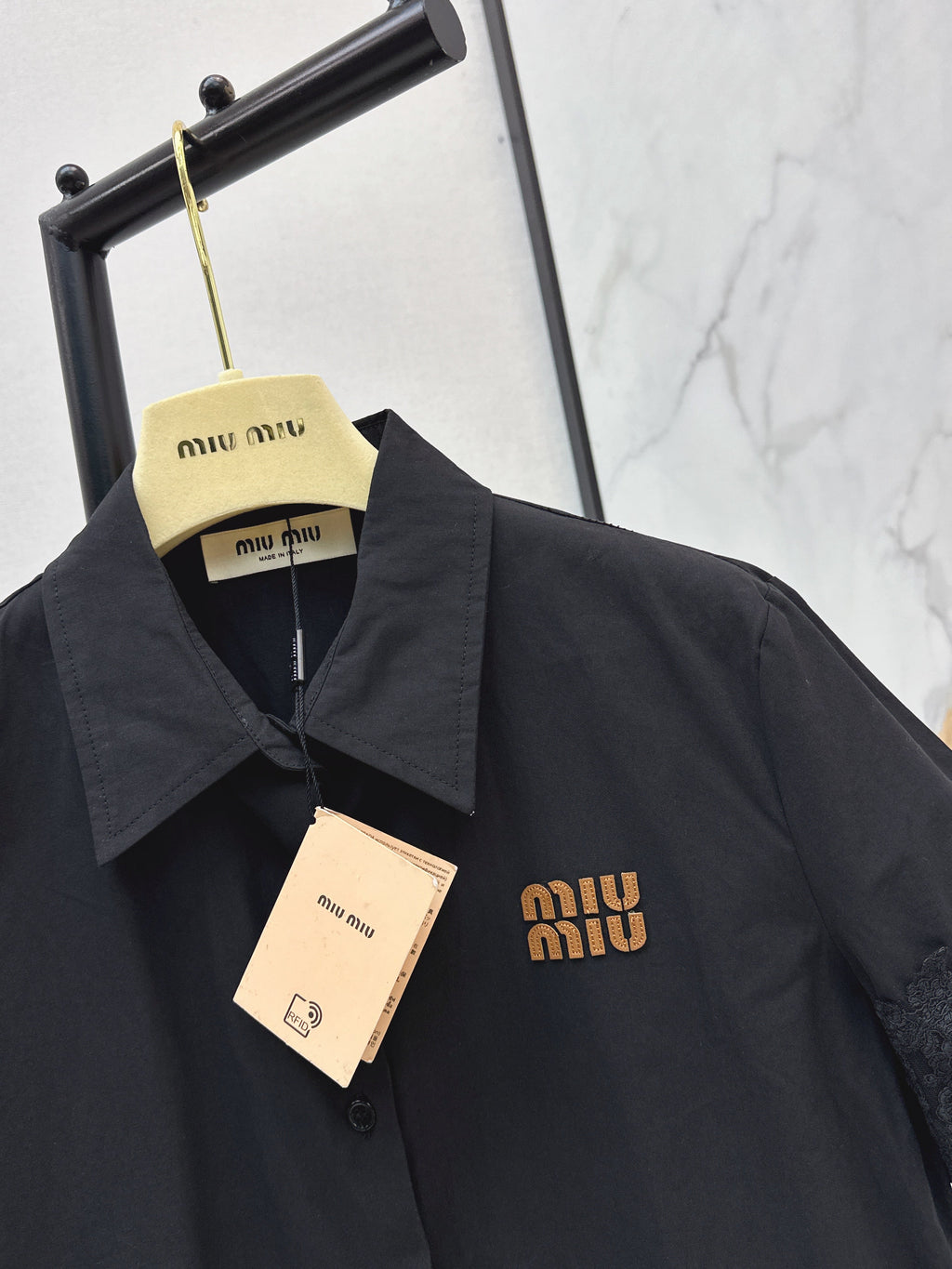 26SS Loose-Fit Short-Sleeve Shirt with Letter Embroidery