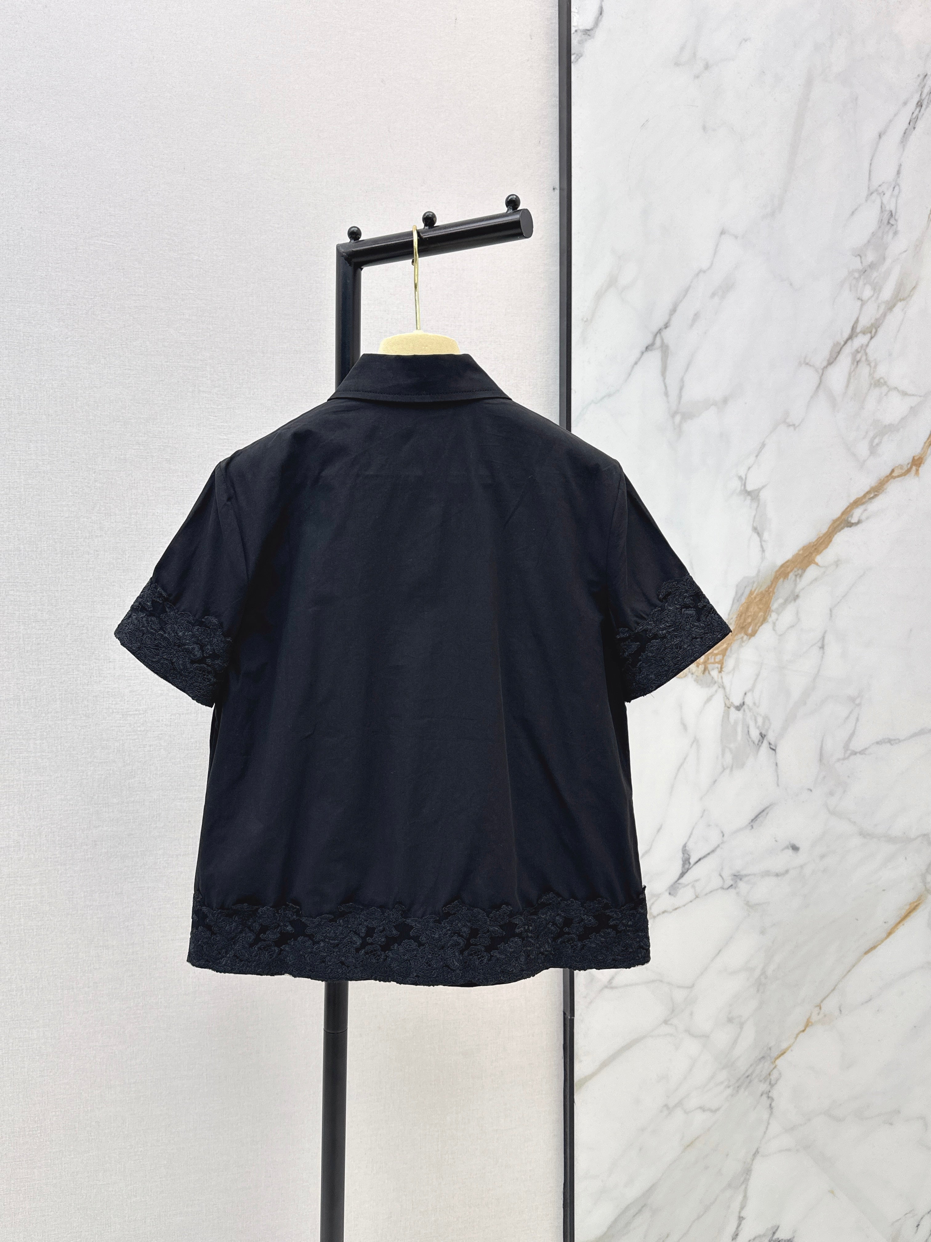 26SS Loose-Fit Short-Sleeve Shirt with Letter Embroidery