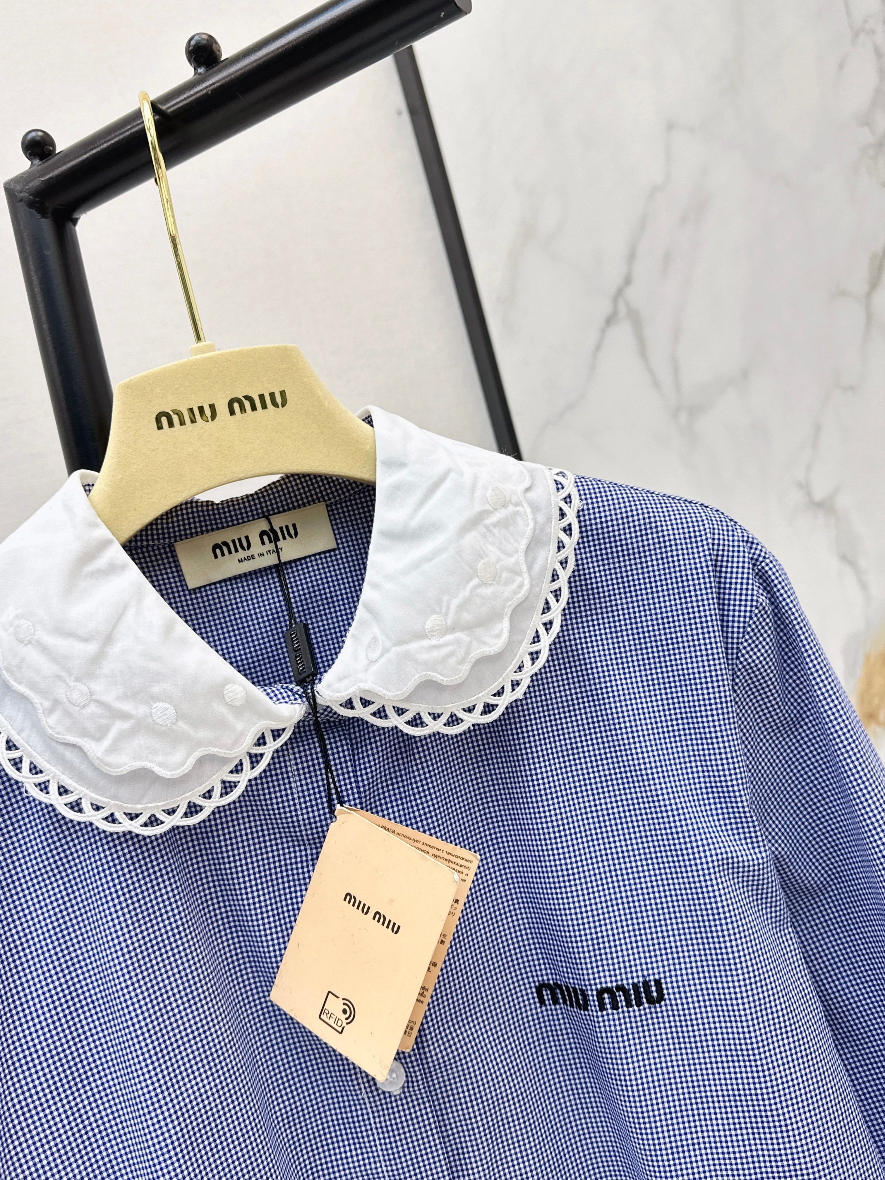 26SS Contrast-Collar Babydoll Shirt