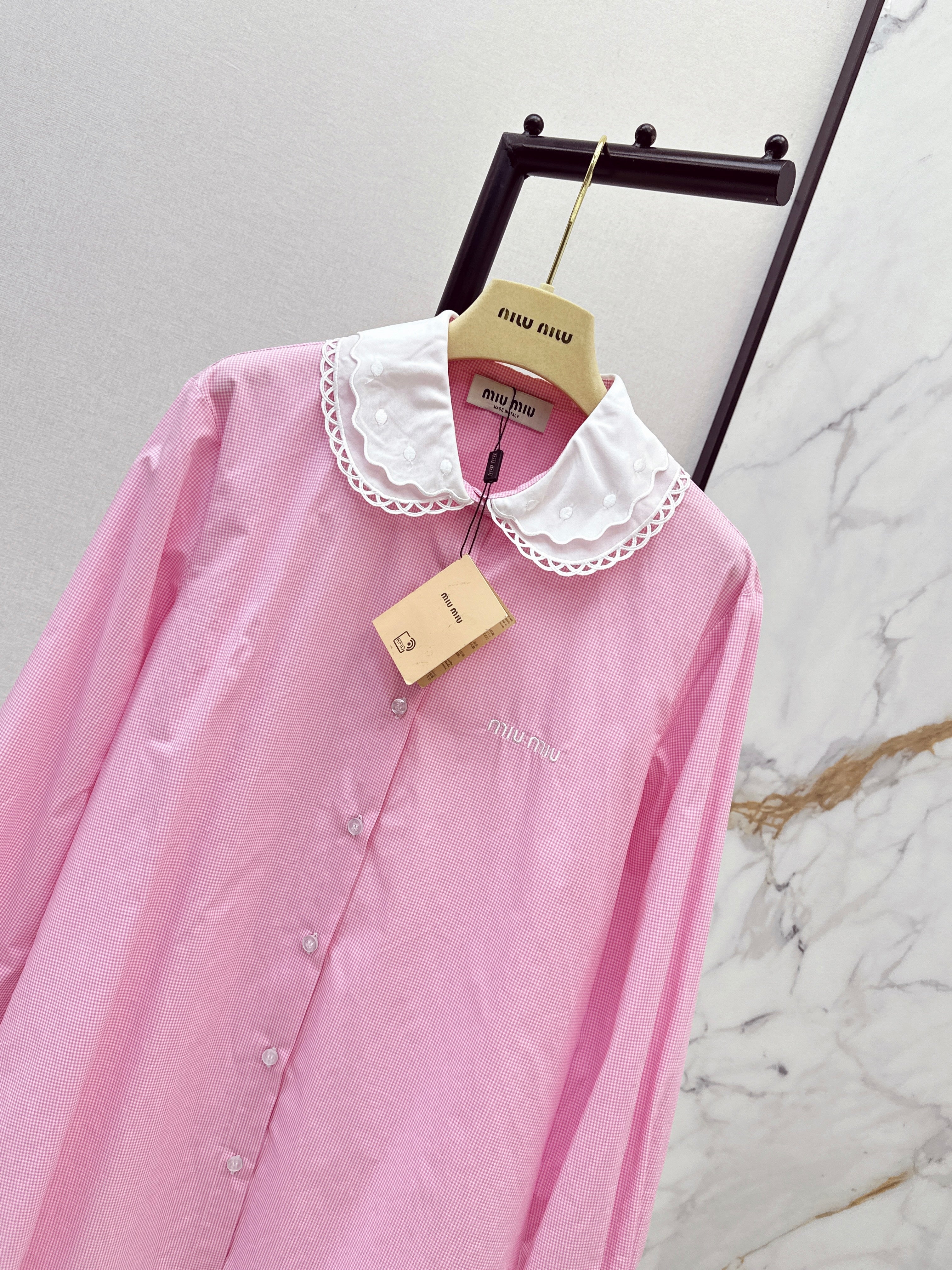 26SS Contrast-Collar Babydoll Shirt