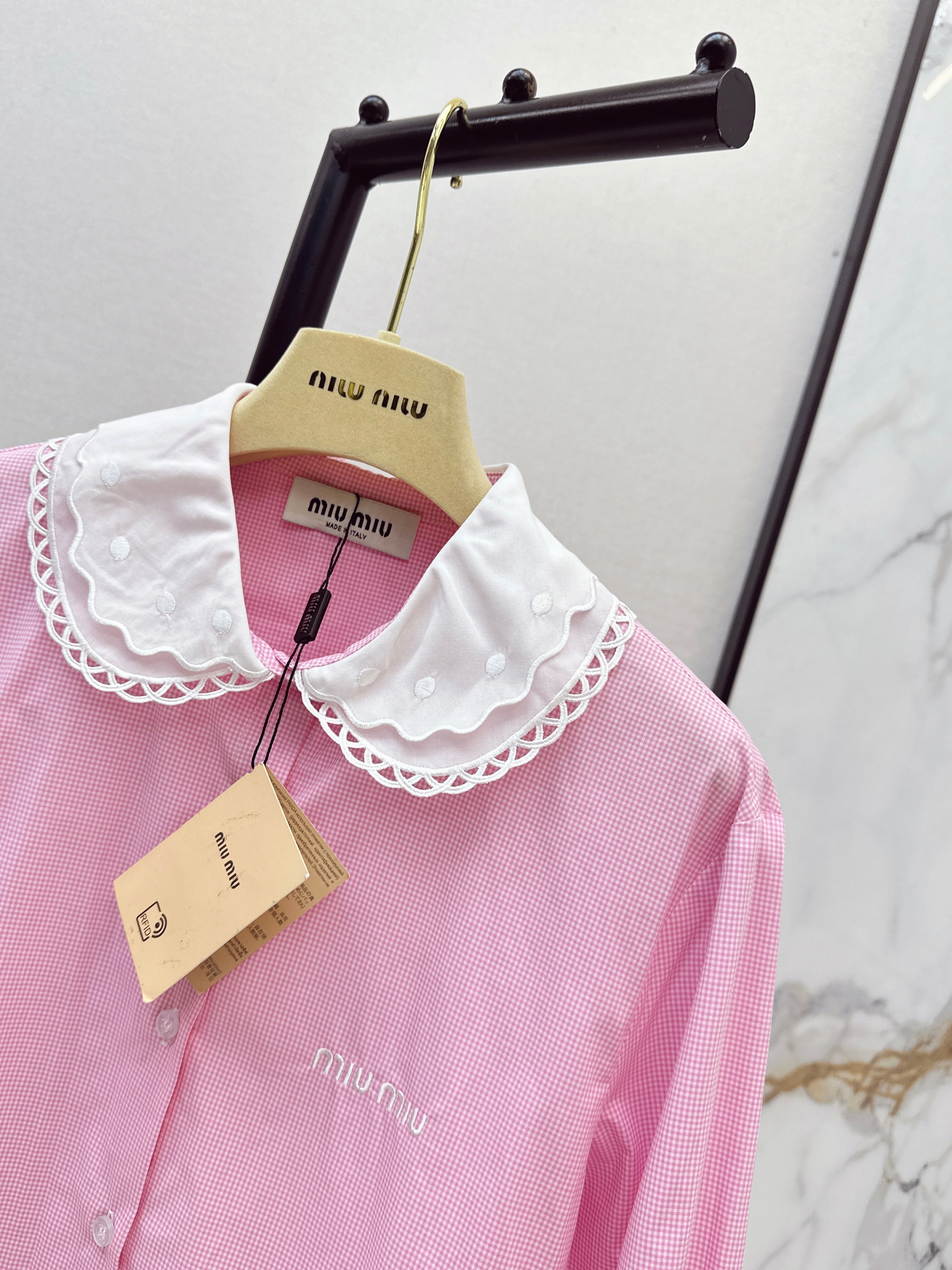 26SS Contrast-Collar Babydoll Shirt