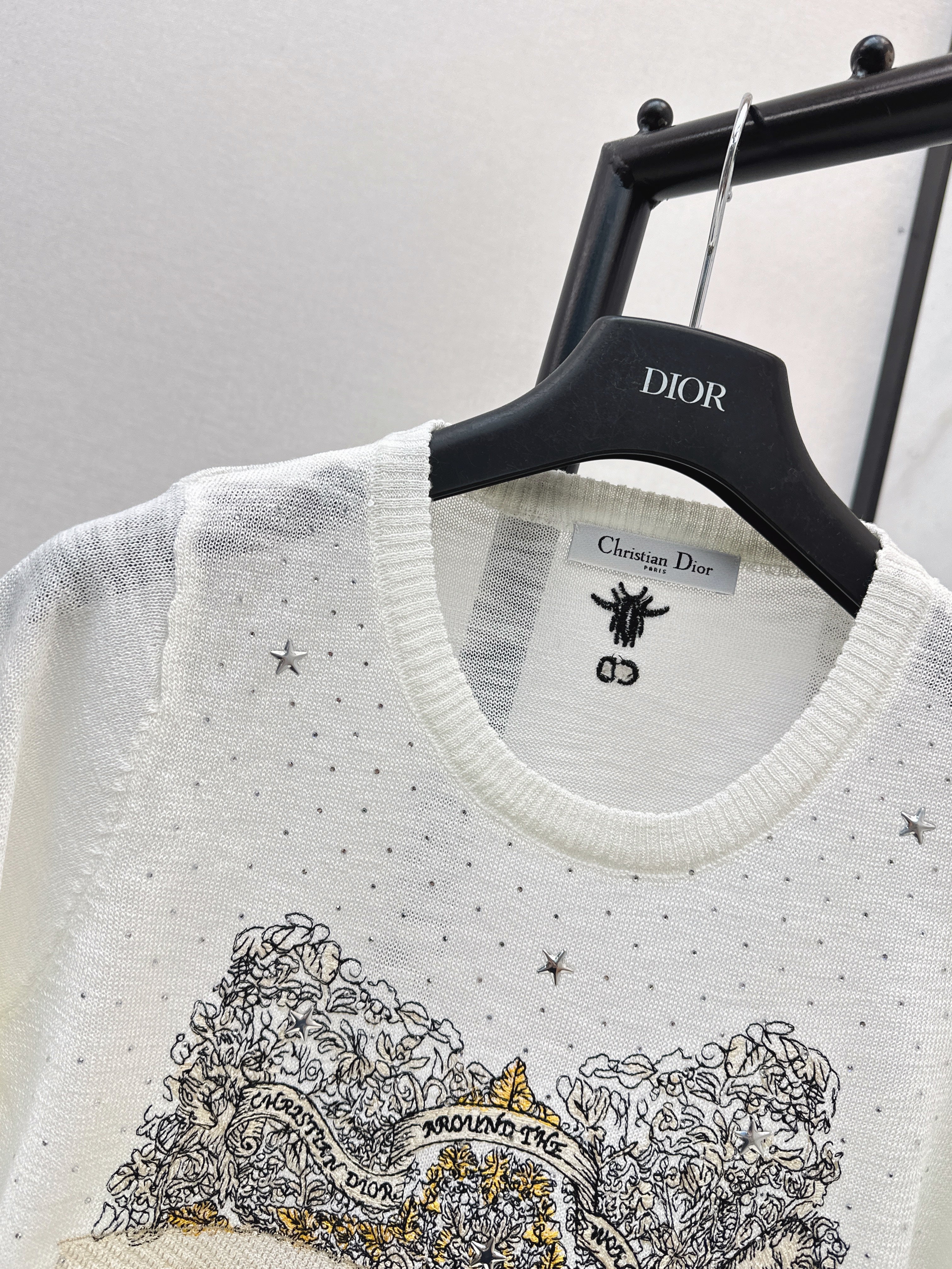 26SS — Embroidered Short-Sleeve Knit Top