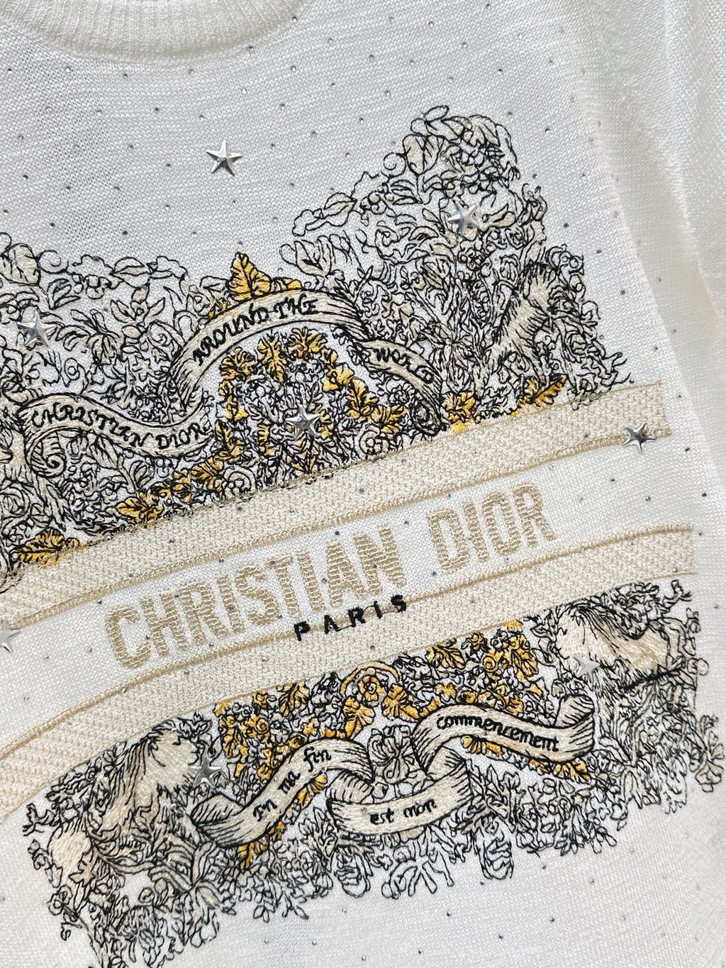 26SS — Embroidered Short-Sleeve Knit Top