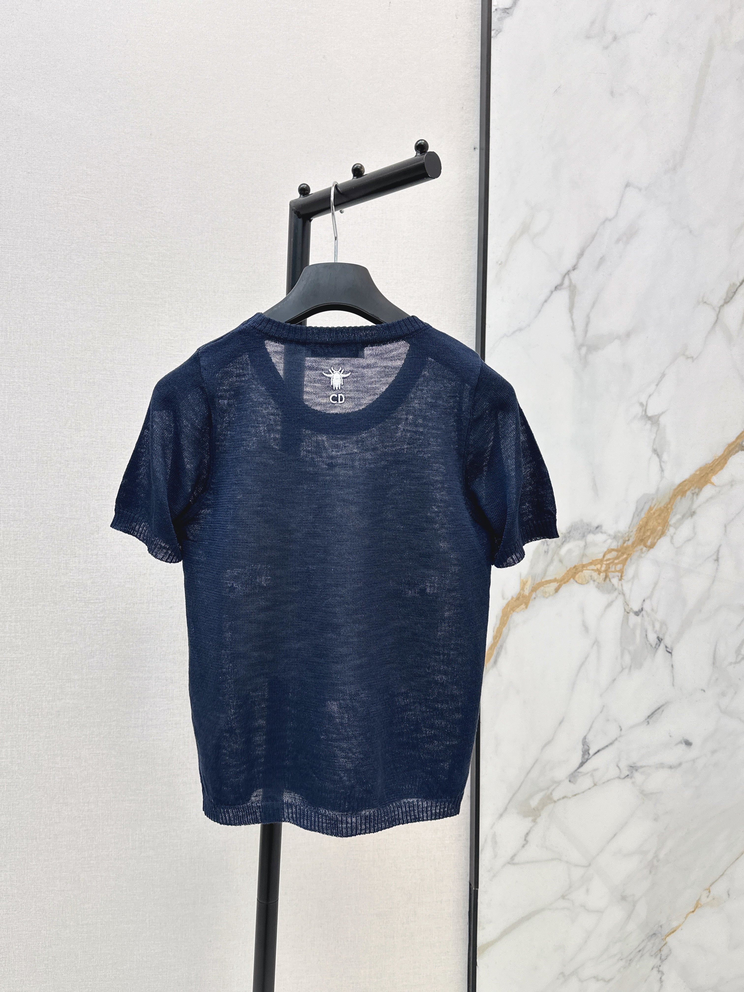 26SS — Embroidered Short-Sleeve Knit Top