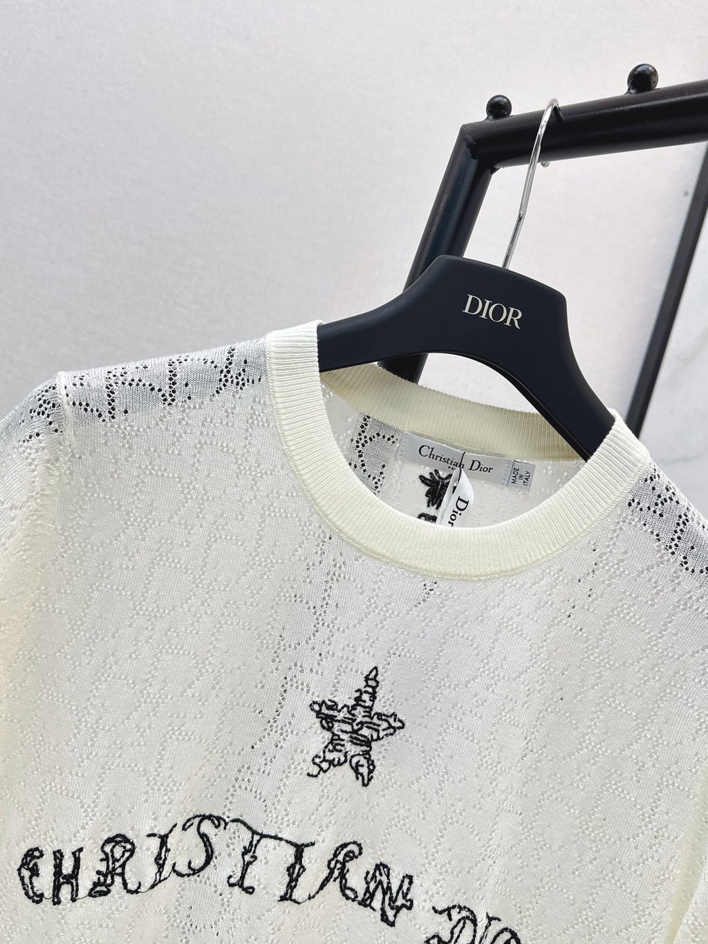 SS26 — Jacquard-Knit Cropped Short-Sleeve Top