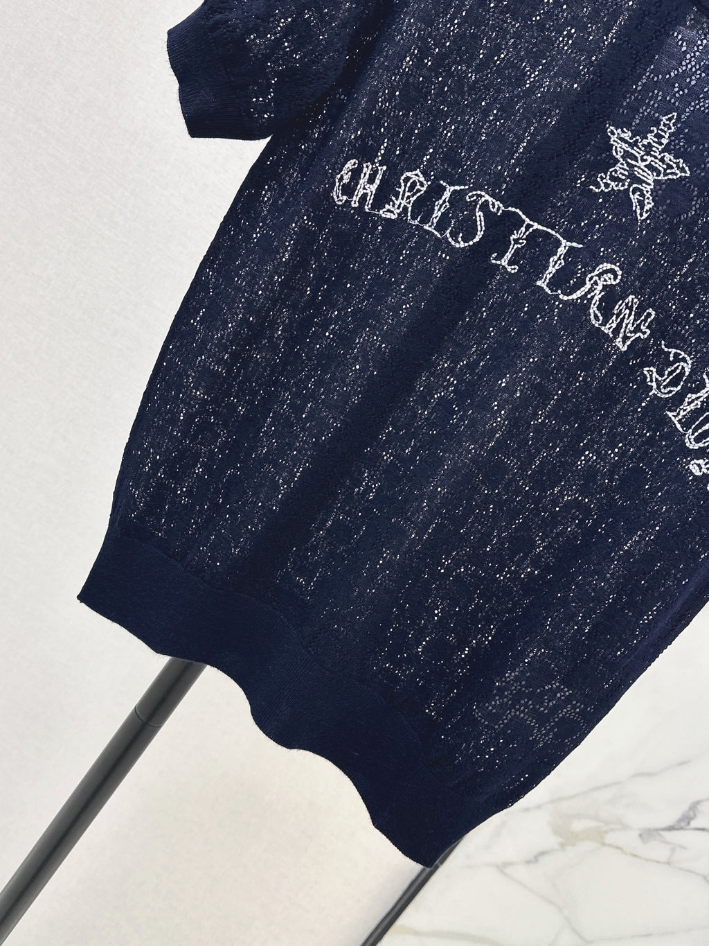 SS26 — Jacquard-Knit Cropped Short-Sleeve Top