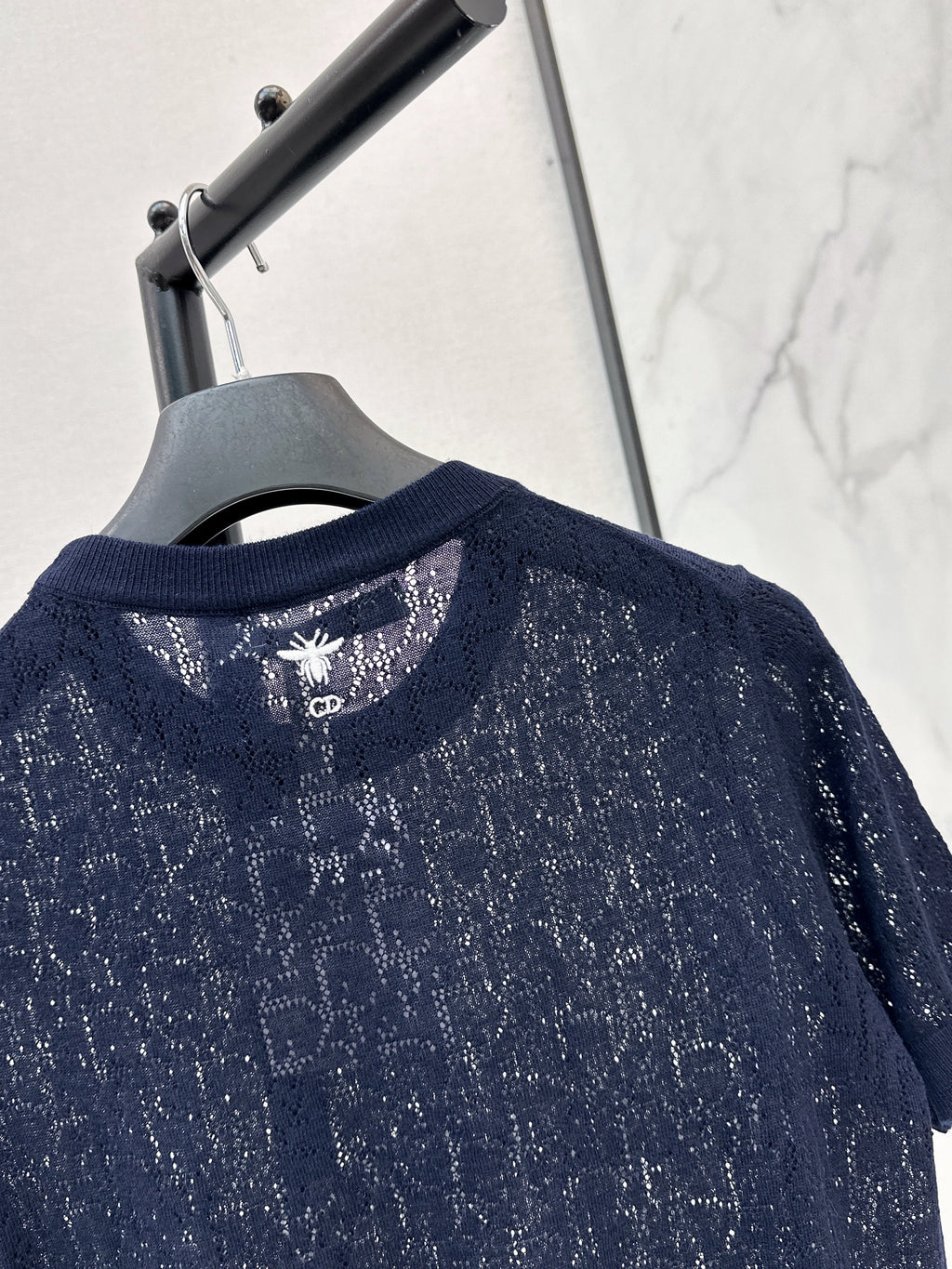 SS26 — Jacquard-Knit Cropped Short-Sleeve Top