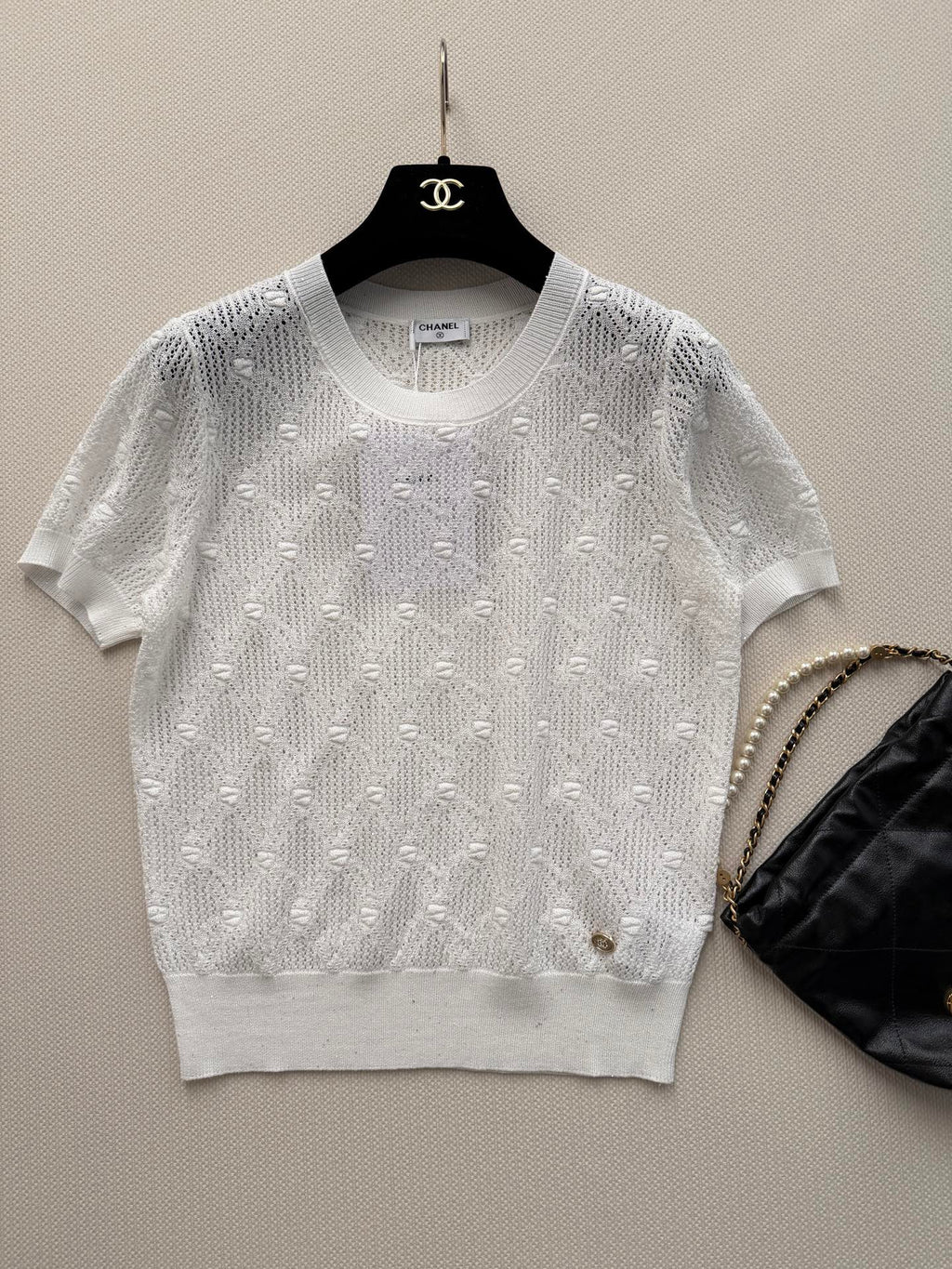 26SS — Open-Knit Short-Sleeve Top