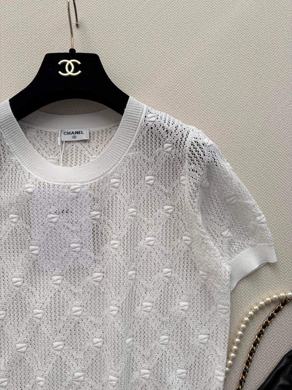 26SS — Open-Knit Short-Sleeve Top