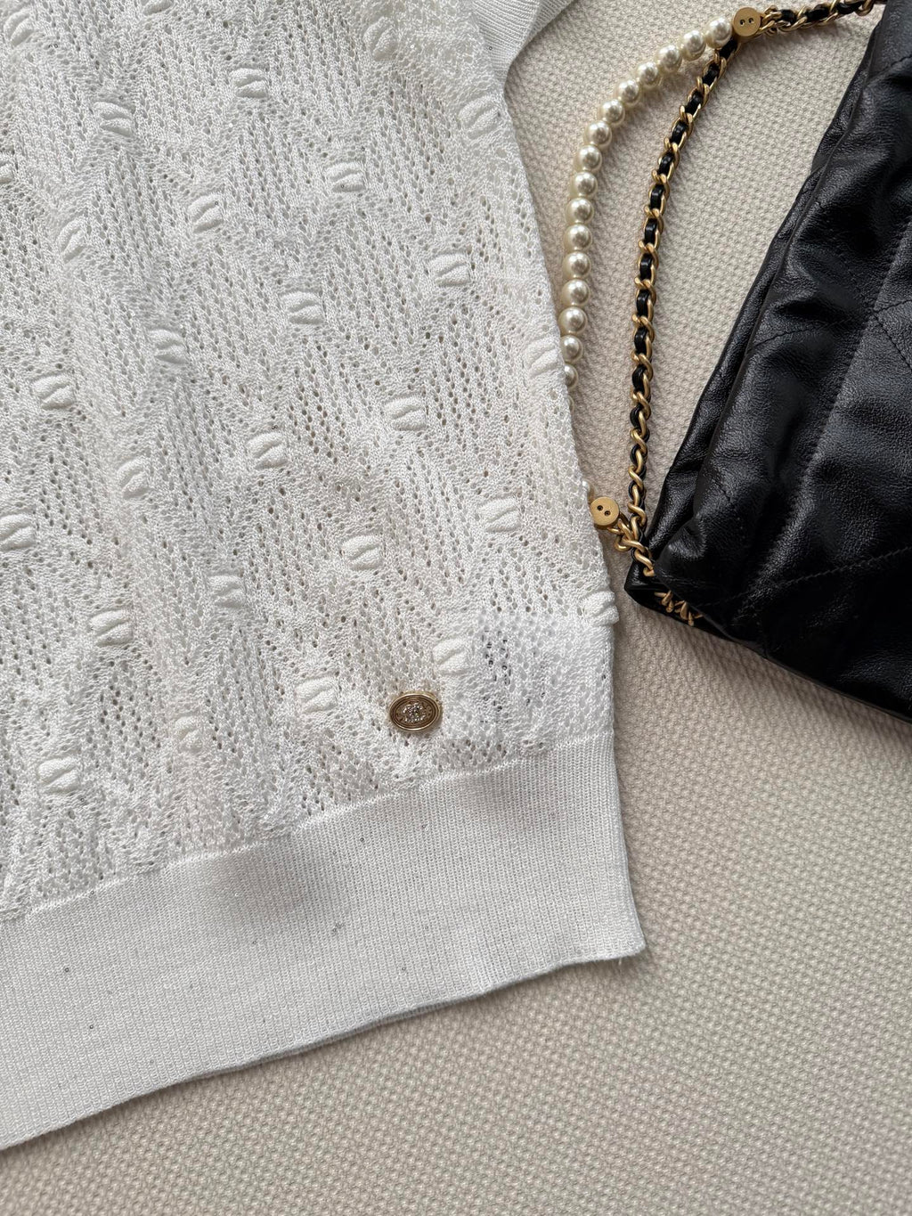 26SS — Open-Knit Short-Sleeve Top