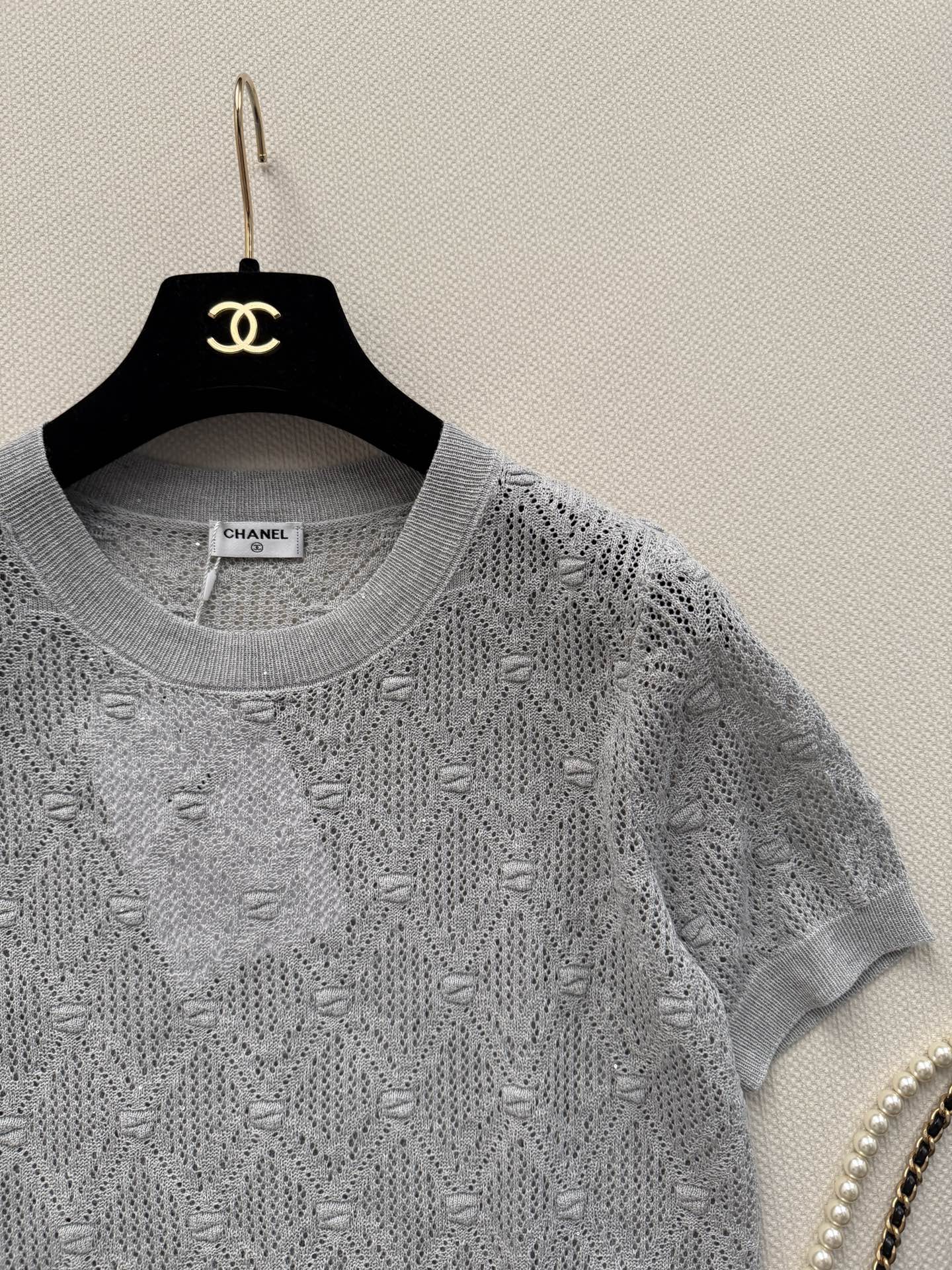 26SS — Open-Knit Short-Sleeve Top
