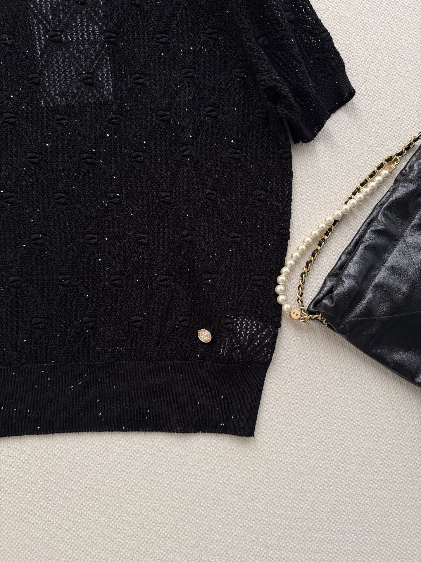 26SS — Open-Knit Short-Sleeve Top
