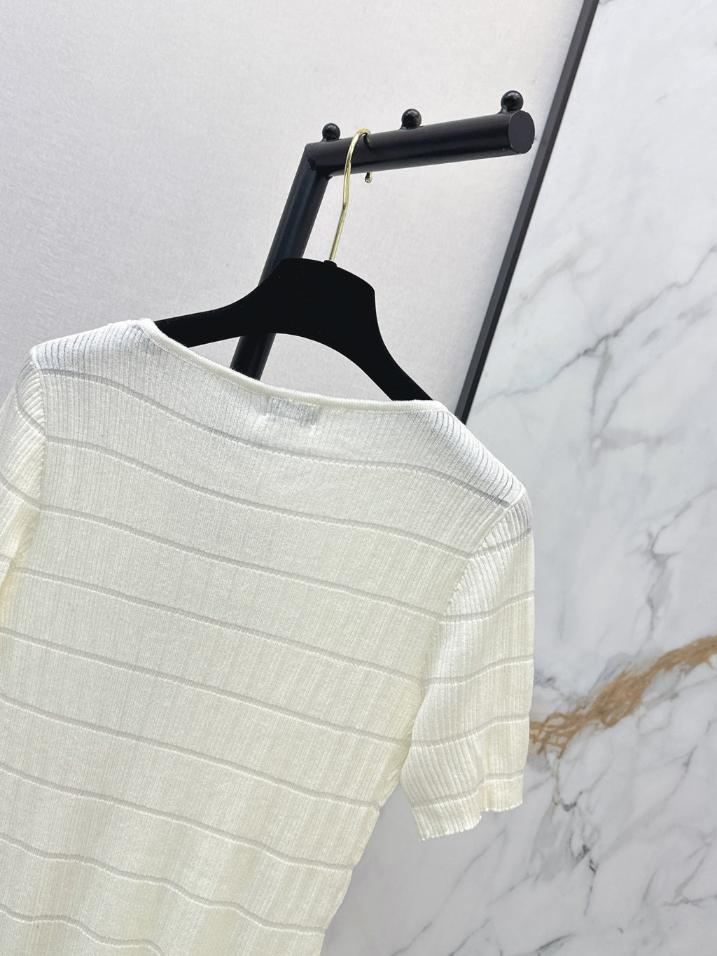 26SS Color Block Striped Crew Neck Slim Fit Knit Sweater