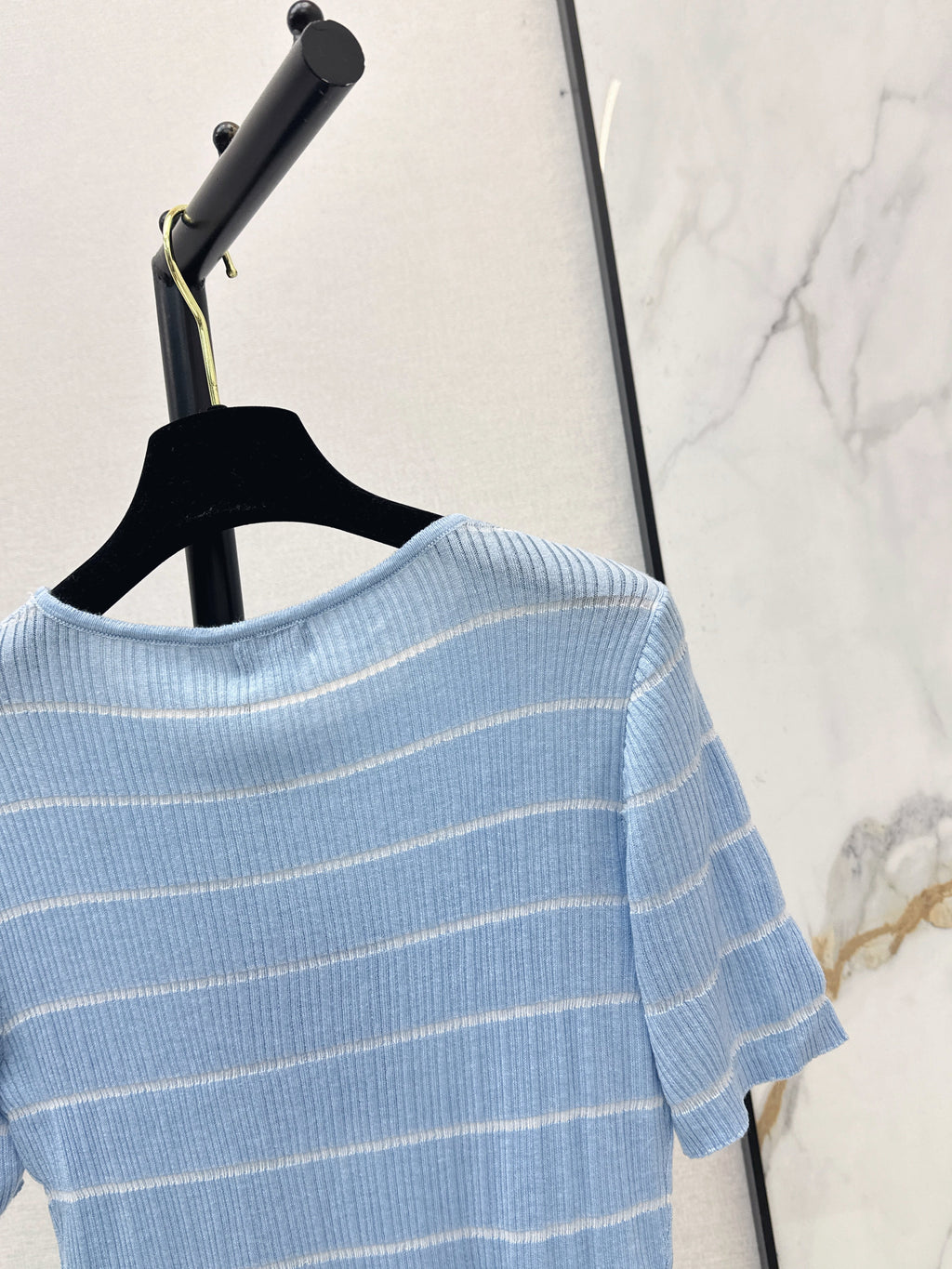 26SS Color Block Striped Crew Neck Slim Fit Knit Sweater