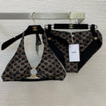 Classic Accessory-Embellished, Strappy Halter-Neck Two-Piece Swimsuit