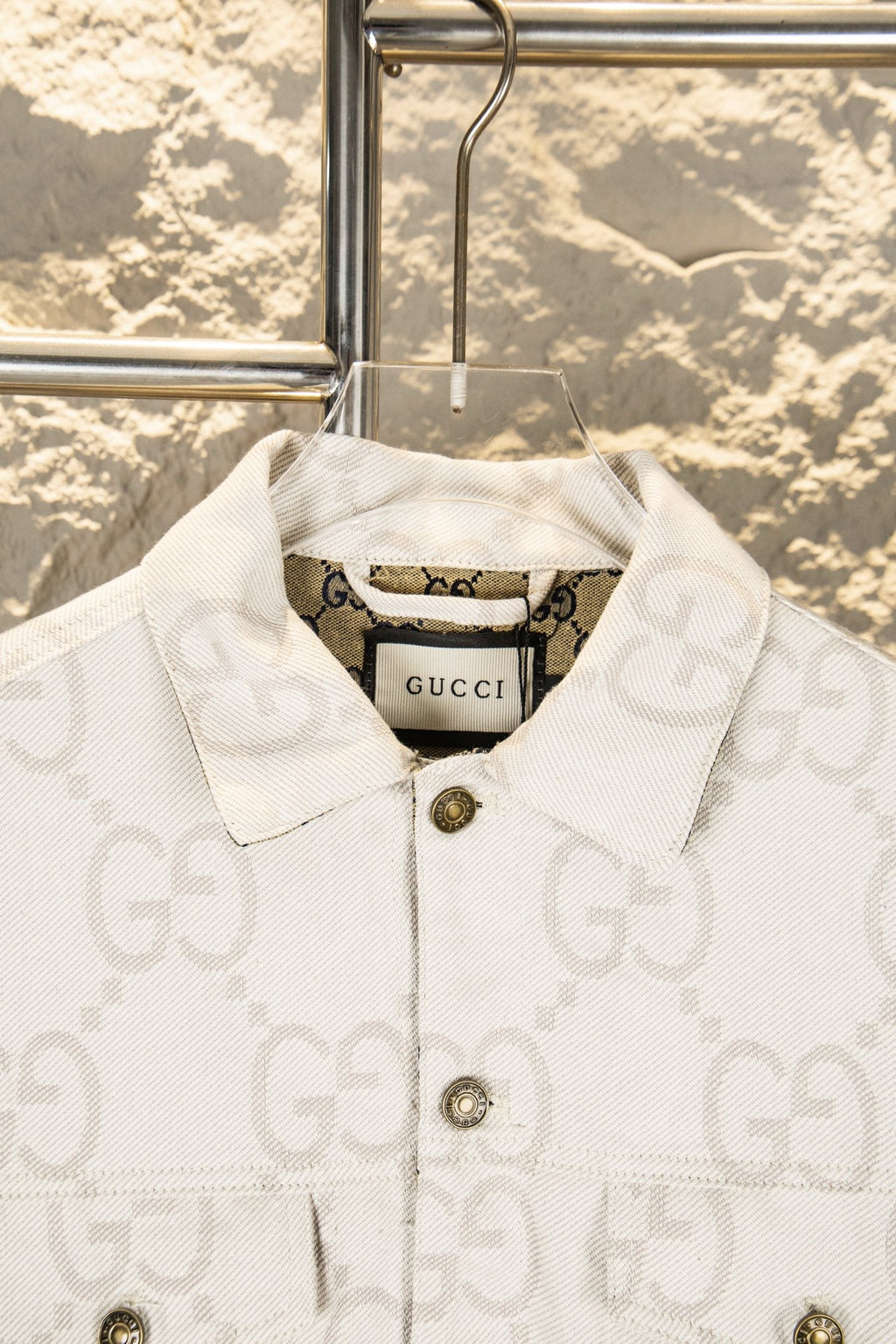 Ivory White Jacquard Denim Jacket