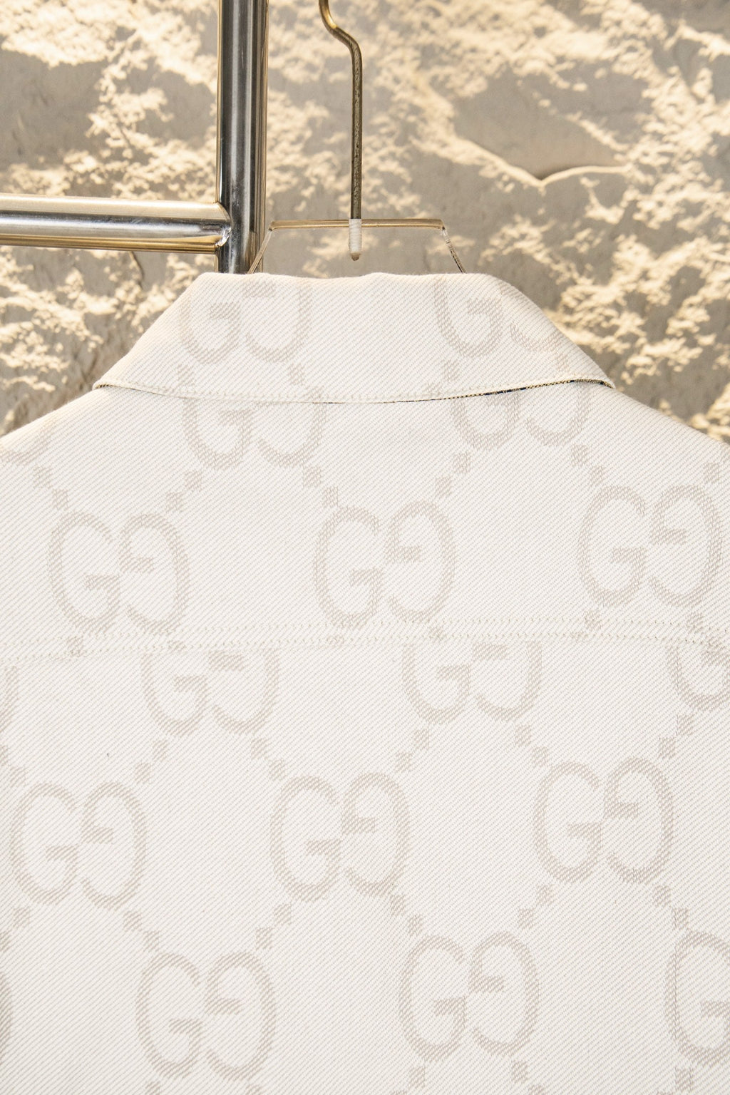 Ivory White Jacquard Denim Jacket